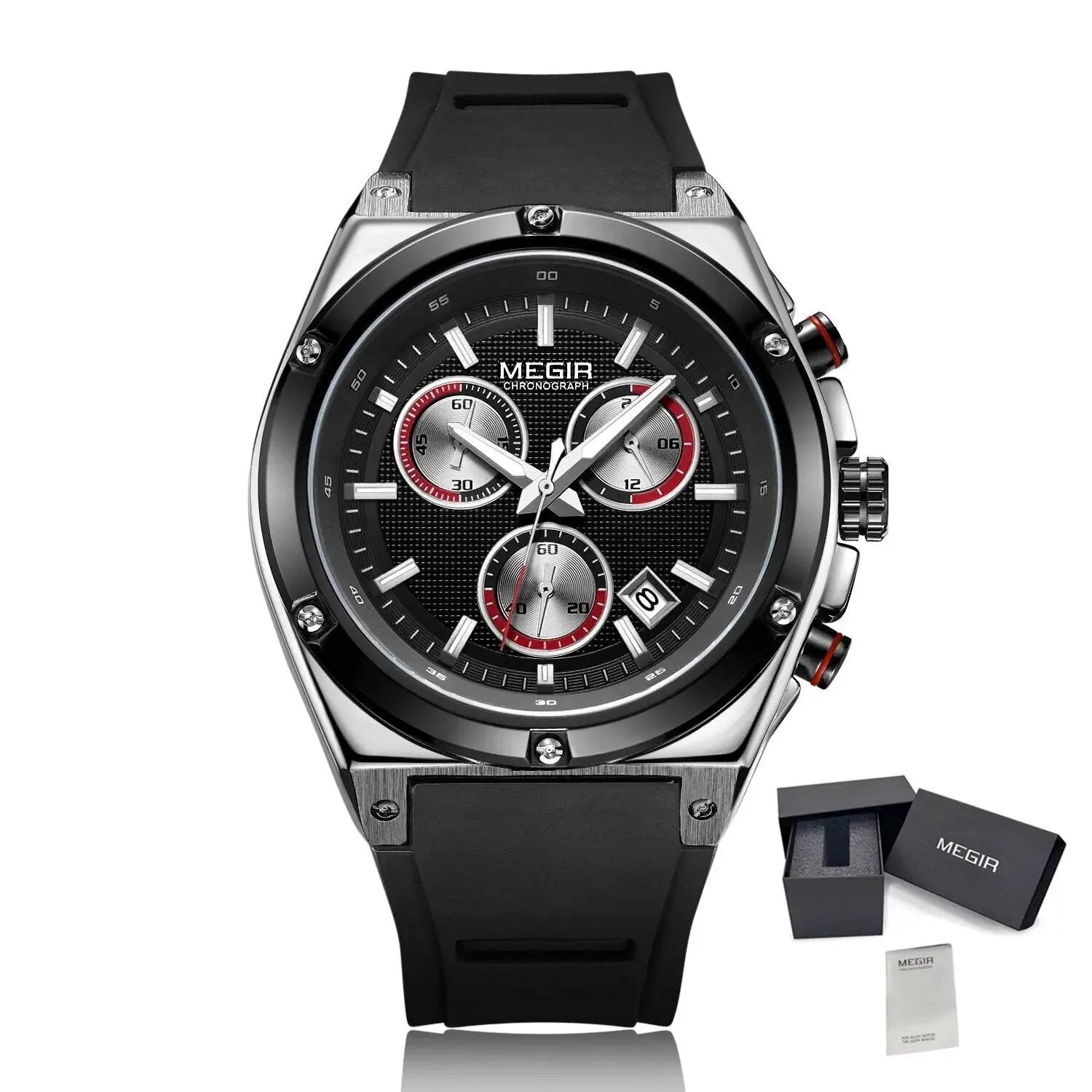 MEGIR Mens Watches Silicone Quartz Wrist Watch Chronograph Fashion Sport Business Wristwatch Luminous Male Clock Montre Homme 2073 by MEGIR WATCH GROUP
