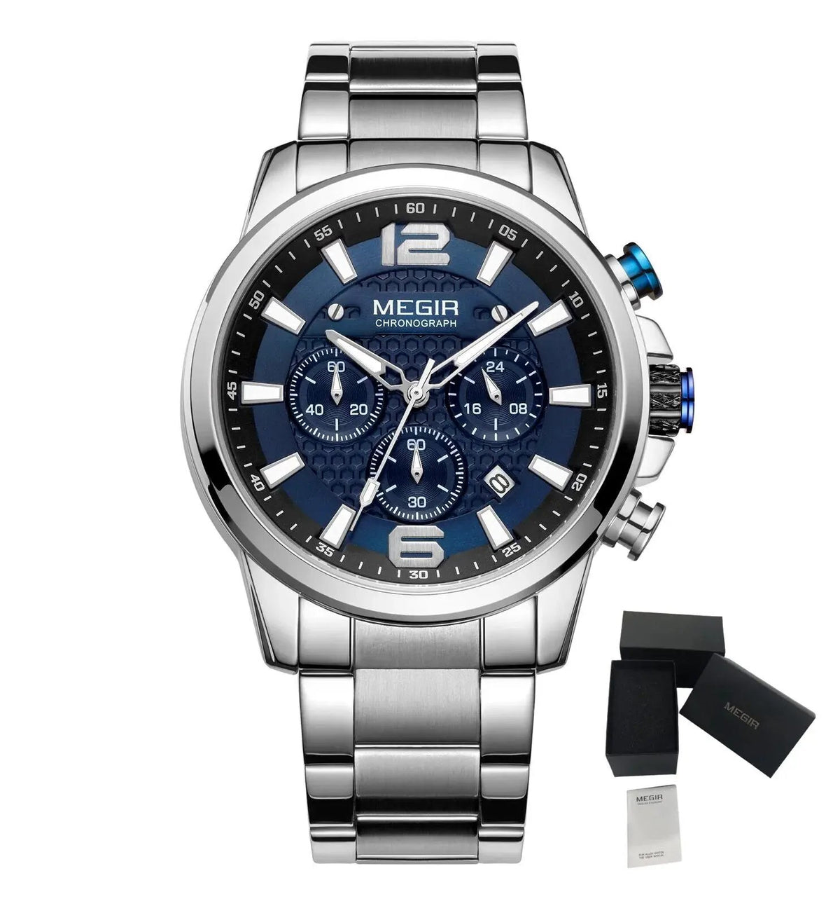 MEGIR Luxury Business Men Watch Fashion Quartz Sport Chronograph Luminous Waterproof Calendar Stainless Steel Male Wristwatch 2156 by MEGIR WATCH GROUP