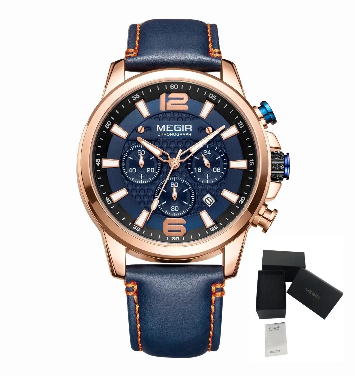 MEGIR Luxury Business Men Watch Fashion Quartz Sport Chronograph Luminous Waterproof Calendar Stainless Steel Male Wristwatch 2156 by MEGIR WATCH GROUP