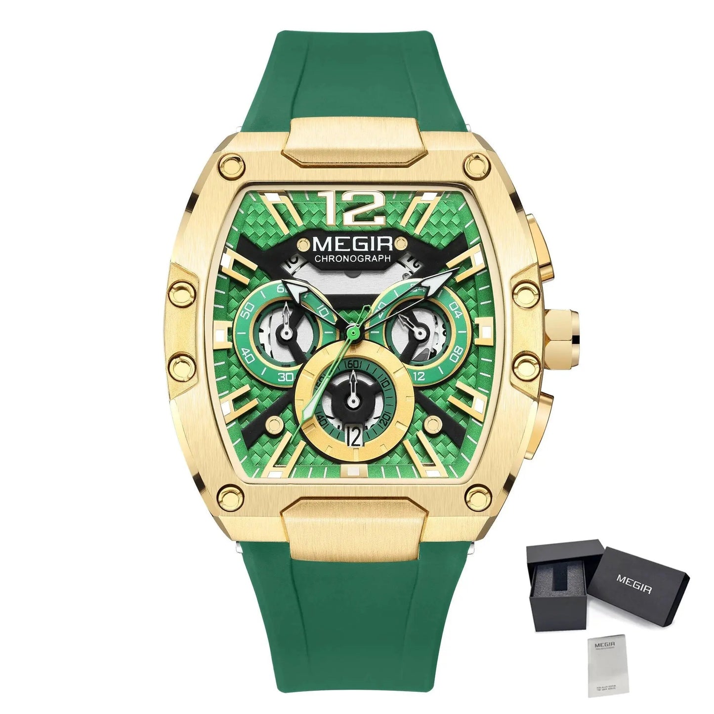 MEGIR Chronograph Luxury Sport Quartz Watch Men Waterproof Luminous Silicone Casual Big Dial Wristwatch Auto Date Reloj Hombre 8112 by MEGIR WATCH GROUP