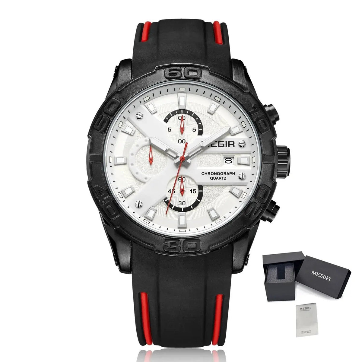 MEGIR Fashion Men's Sport Watches Silicone Strap Military Quartz Wristwatch Clock Waterproof Male Chronograph Montre Homme 2055 by MEGIR WATCH GROUP