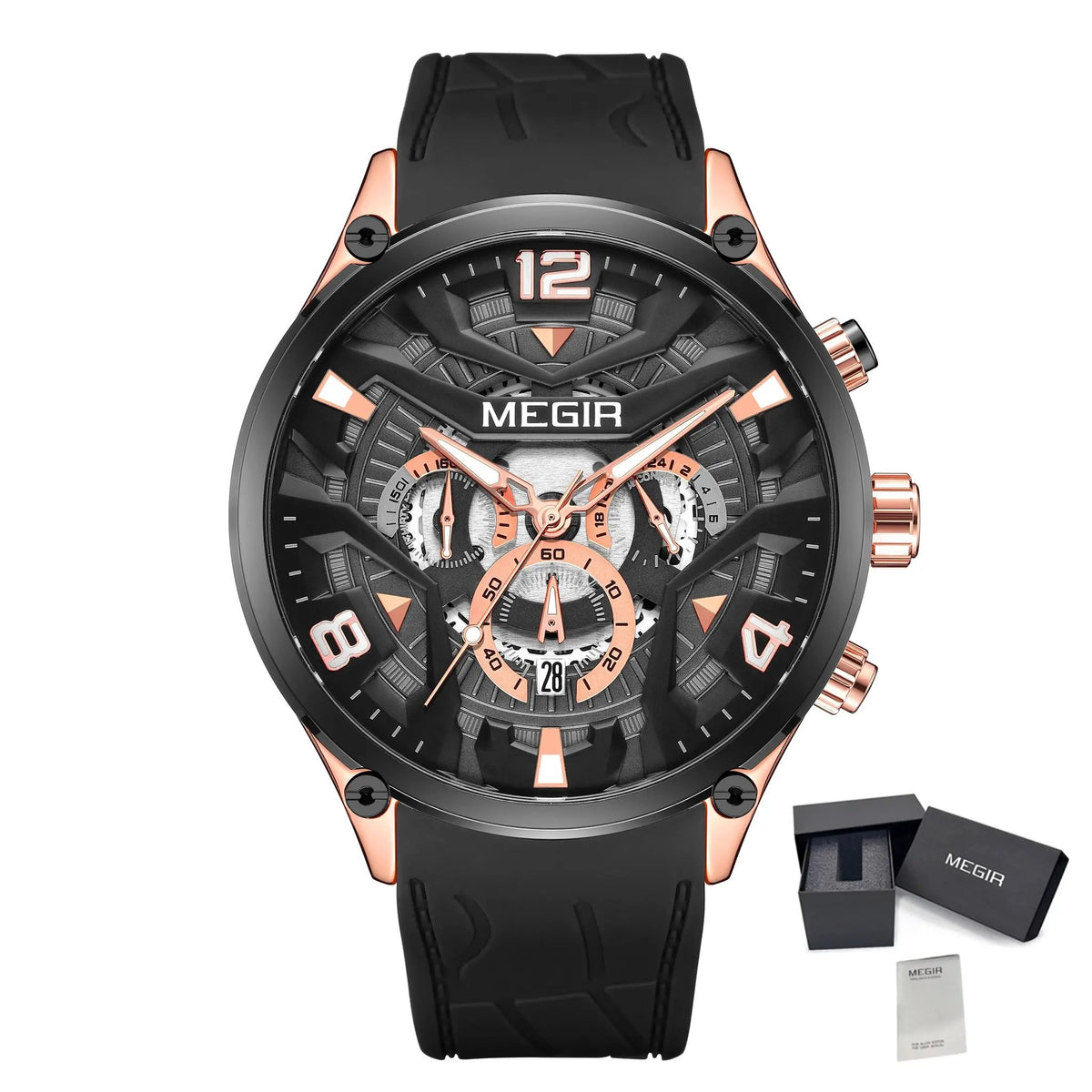 MEGIR Chronograph Luxury Men Quartz Military Watches Silicone Strap Waterproof Man Sport Wristwatch Date Clock Reloj Hombre 2222 by MEGIR WATCH GROUP
