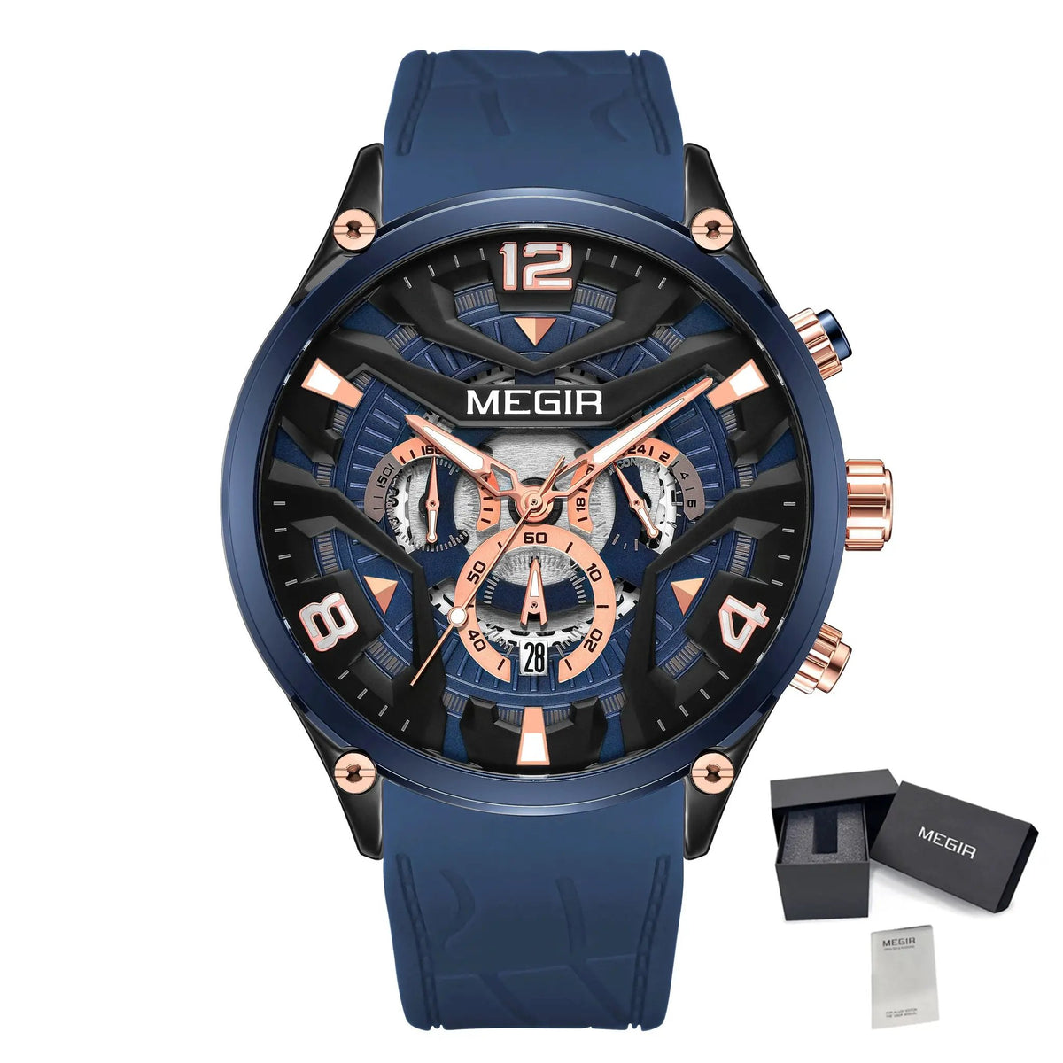 MEGIR Chronograph Luxury Men Quartz Military Watches Silicone Strap Waterproof Man Sport Wristwatch Date Clock Reloj Hombre 2222 by MEGIR WATCH GROUP