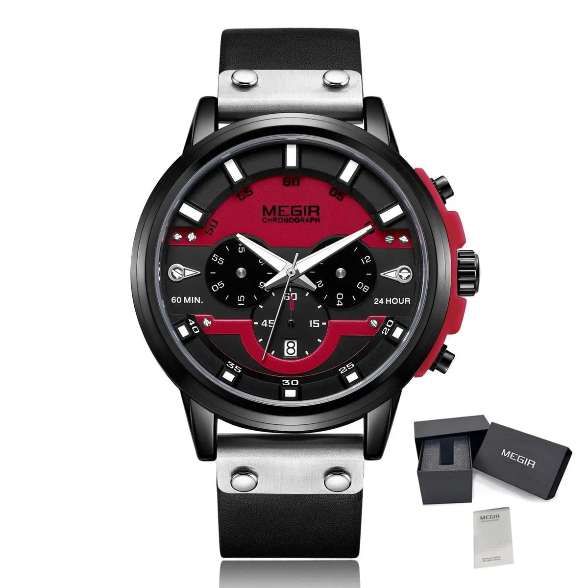 MEGIR Fashion Sport Watches for Men Large Dial Waterproof Luminous Quartz Wristwatch Chronograph Date Clock 24-hour 2080 by MEGIR WATCH GROUP