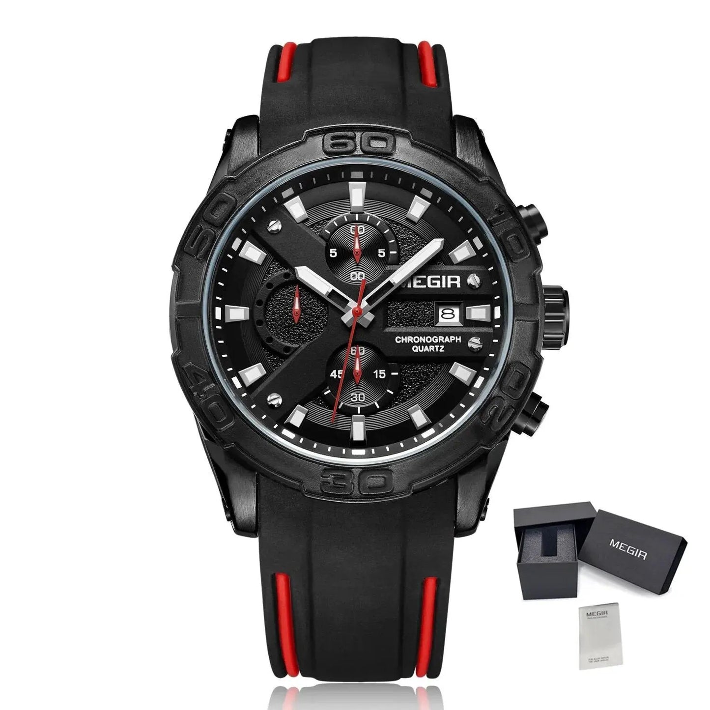 MEGIR Fashion Men's Sport Watches Silicone Strap Military Quartz Wristwatch Clock Waterproof Male Chronograph Montre Homme 2055 by MEGIR WATCH GROUP