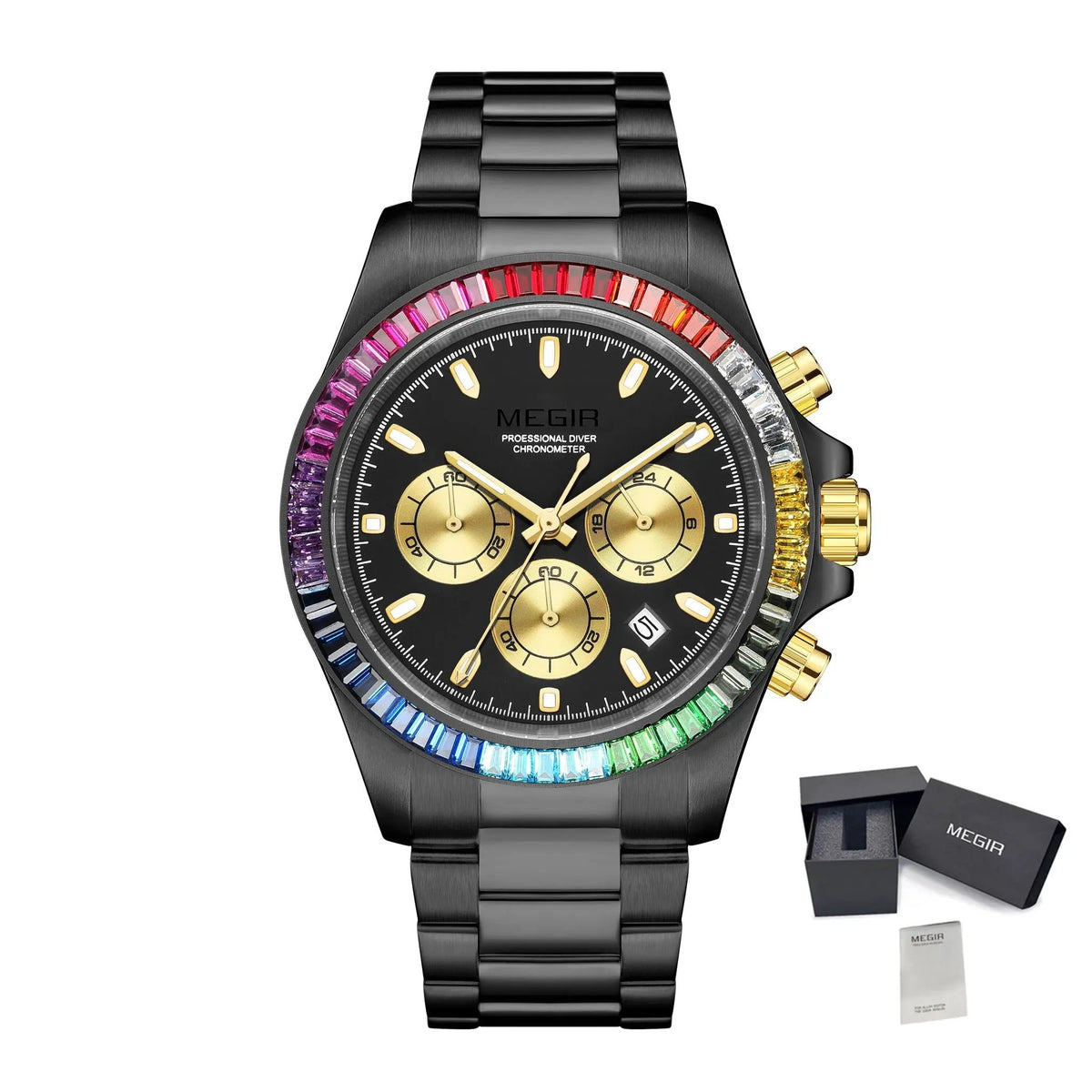 MEGIR Mens Watches Top Brand Luxury Business Wristwatches Stainless Steel Waterproof Date Quartz Chronograph Reloj Hombre 8410 by MEGIR WATCH GROUP