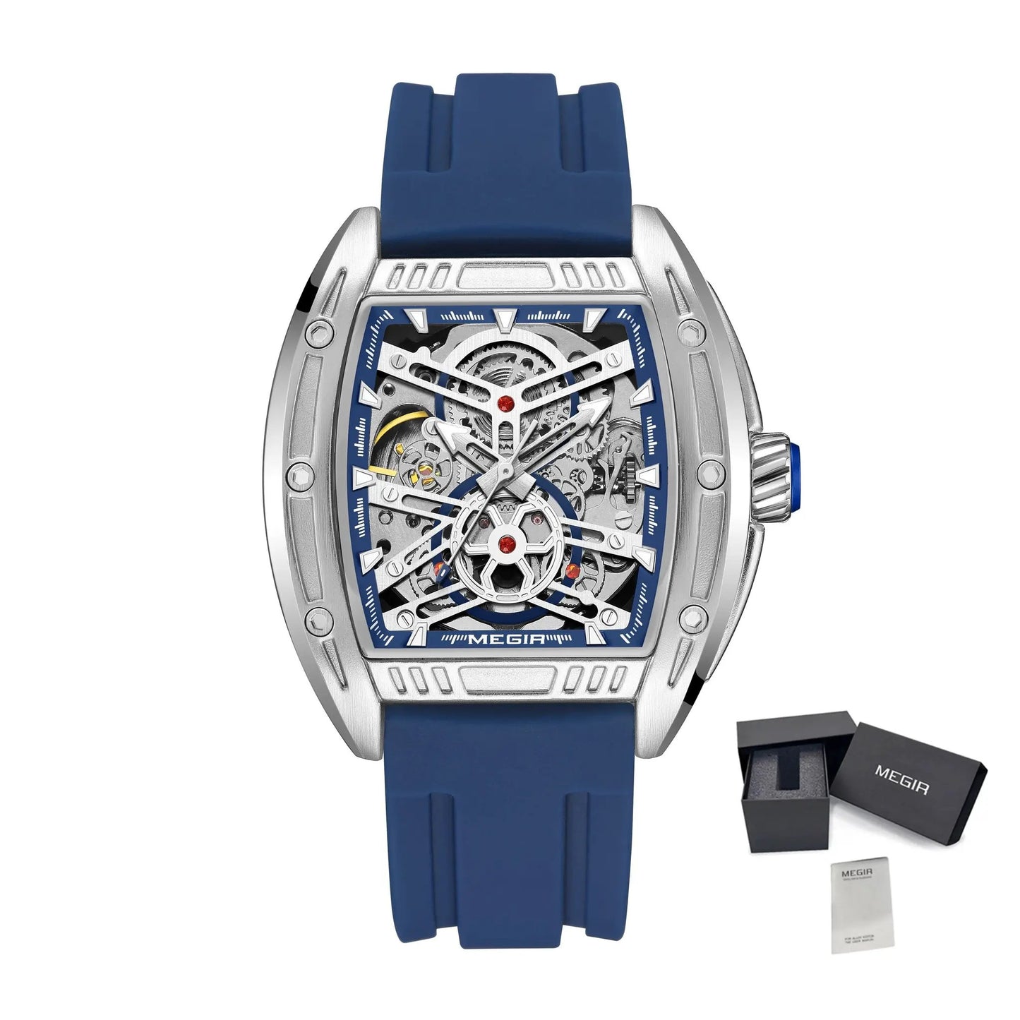 MEGIR Original Luxury Sport Watch for Men Silicone Band Automatic Mechanical Movement WristWatches Luminous Clock Reloj Hombre 8601 by MEGIR WATCH GROUP