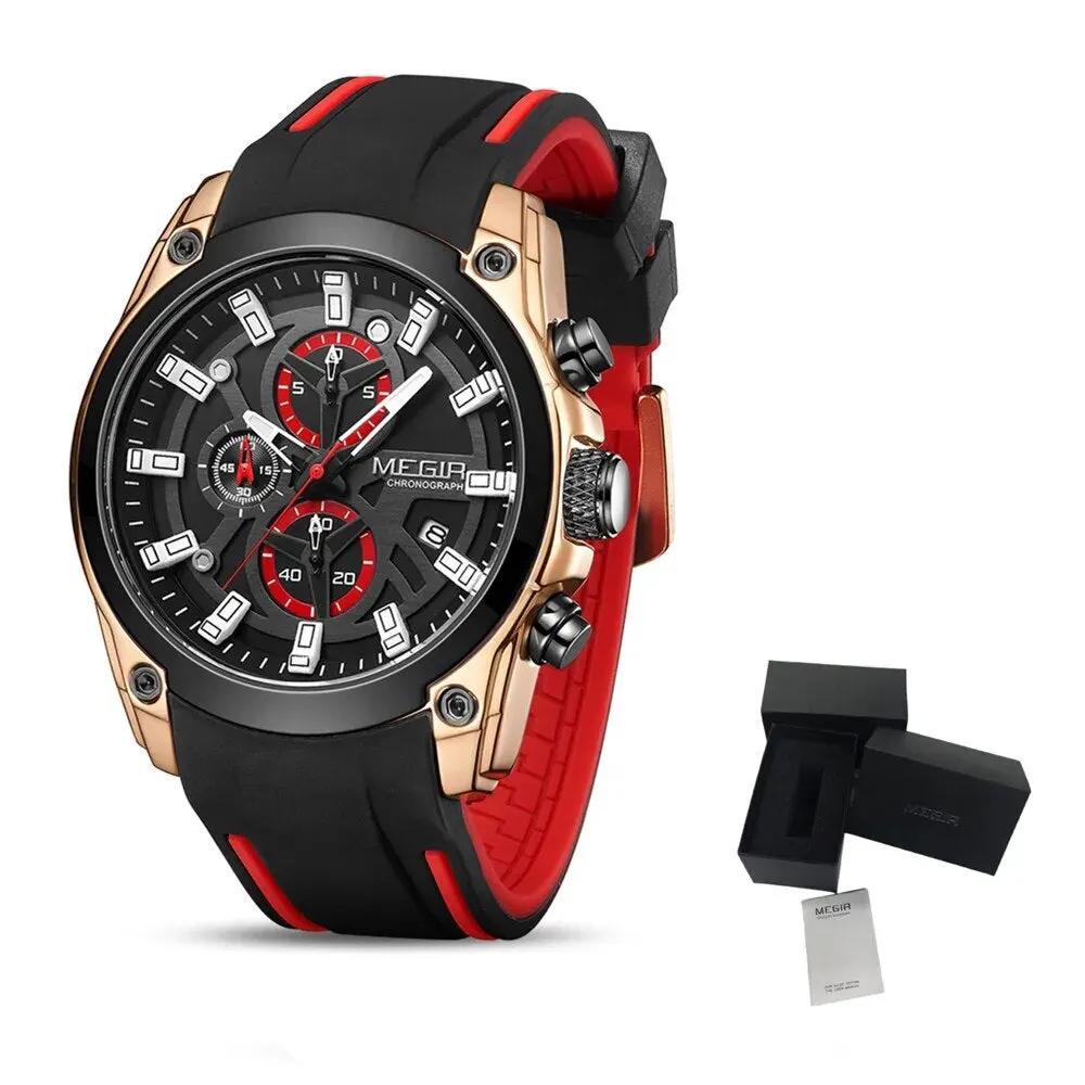 MEGIR Original Blue Sport Watches for Men Luxury Chronograph Man Military Quartz Wristwatch Clock Luminous Big Dial Reloj Hombre 2144 by MEGIR WATCH GROUP