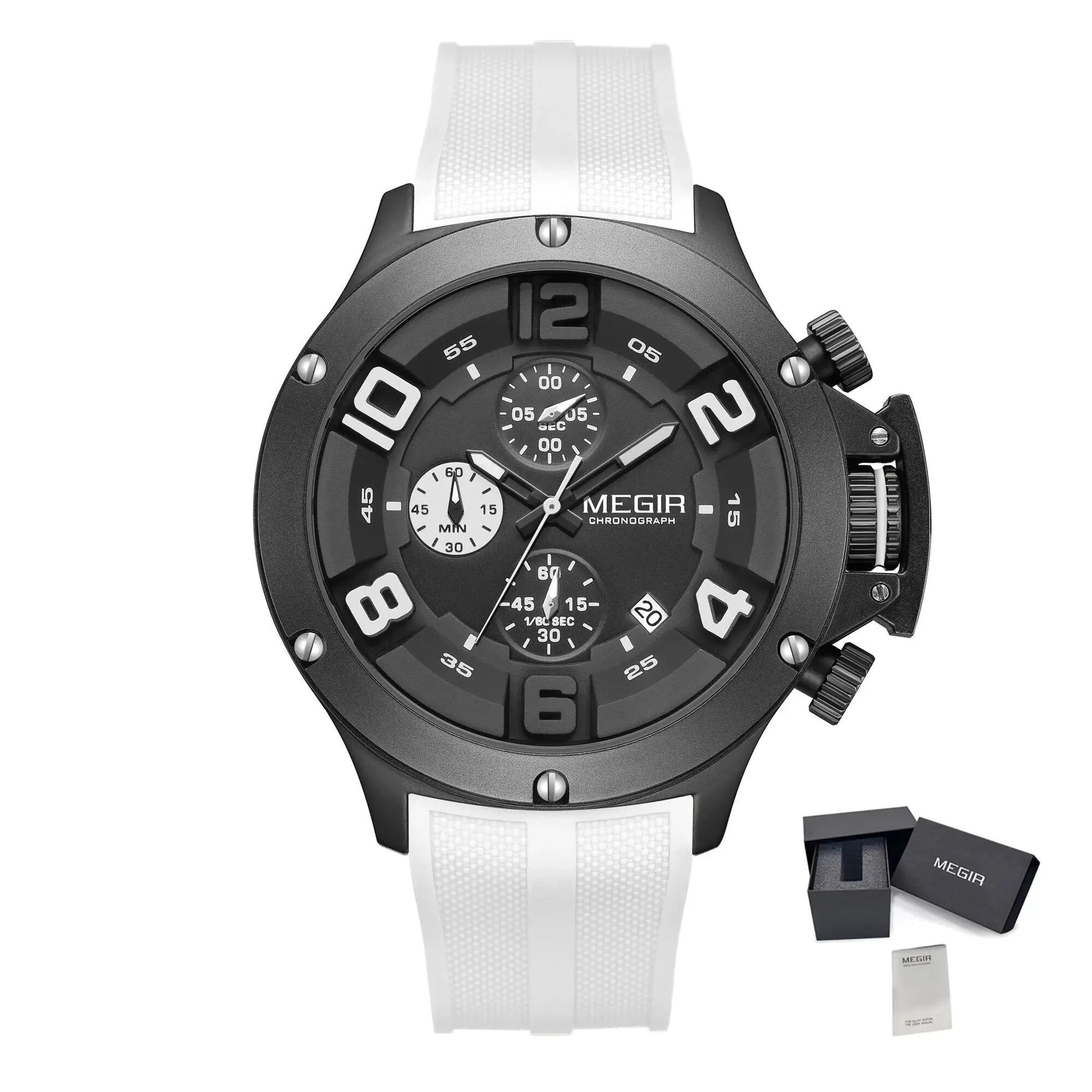 MEGIR Relogio Masculino Luxury Quartz Watch for Men Yellow Silicone Strap Military Sport WristWatch Chronograph with Auto Date 8115 by MEGIR WATCH GROUP