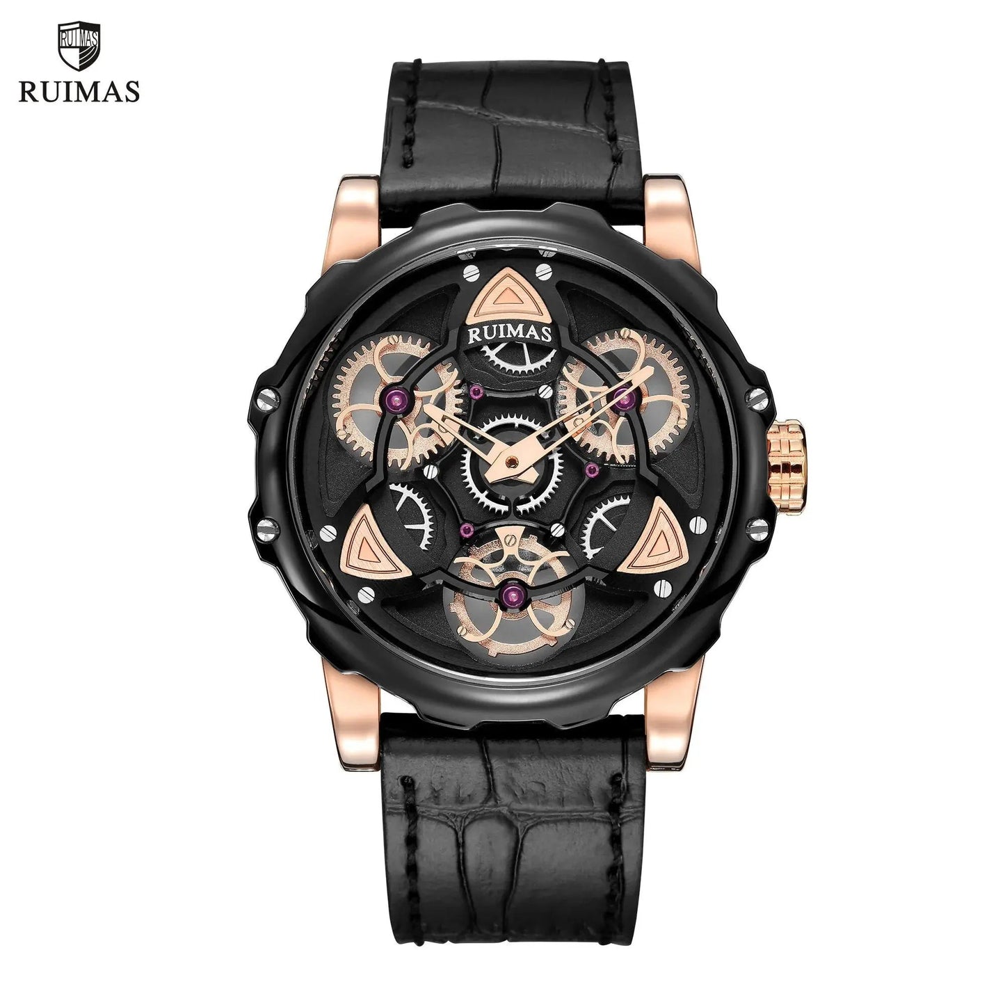 RUIMAS Relogio Masculino Fashion Leather Strap Big Dial Sports Quartz Watches for Men 3ATM Waterproof Casual WristWatch Clock 526 by MEGIR WATCH GROUP