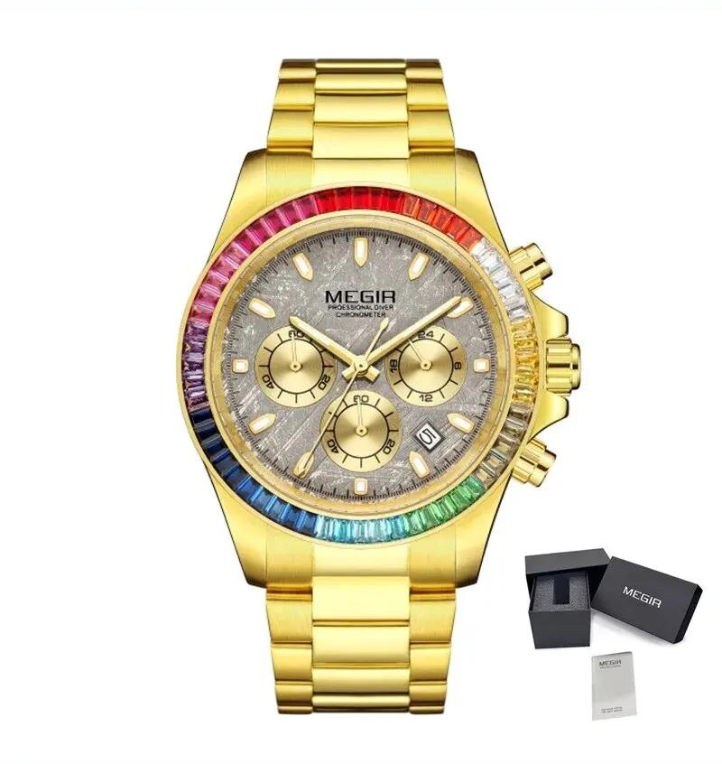 MEGIR Mens Watches Top Brand Luxury Business Wristwatches Stainless Steel Waterproof Date Quartz Chronograph Reloj Hombre 8410 by MEGIR WATCH GROUP