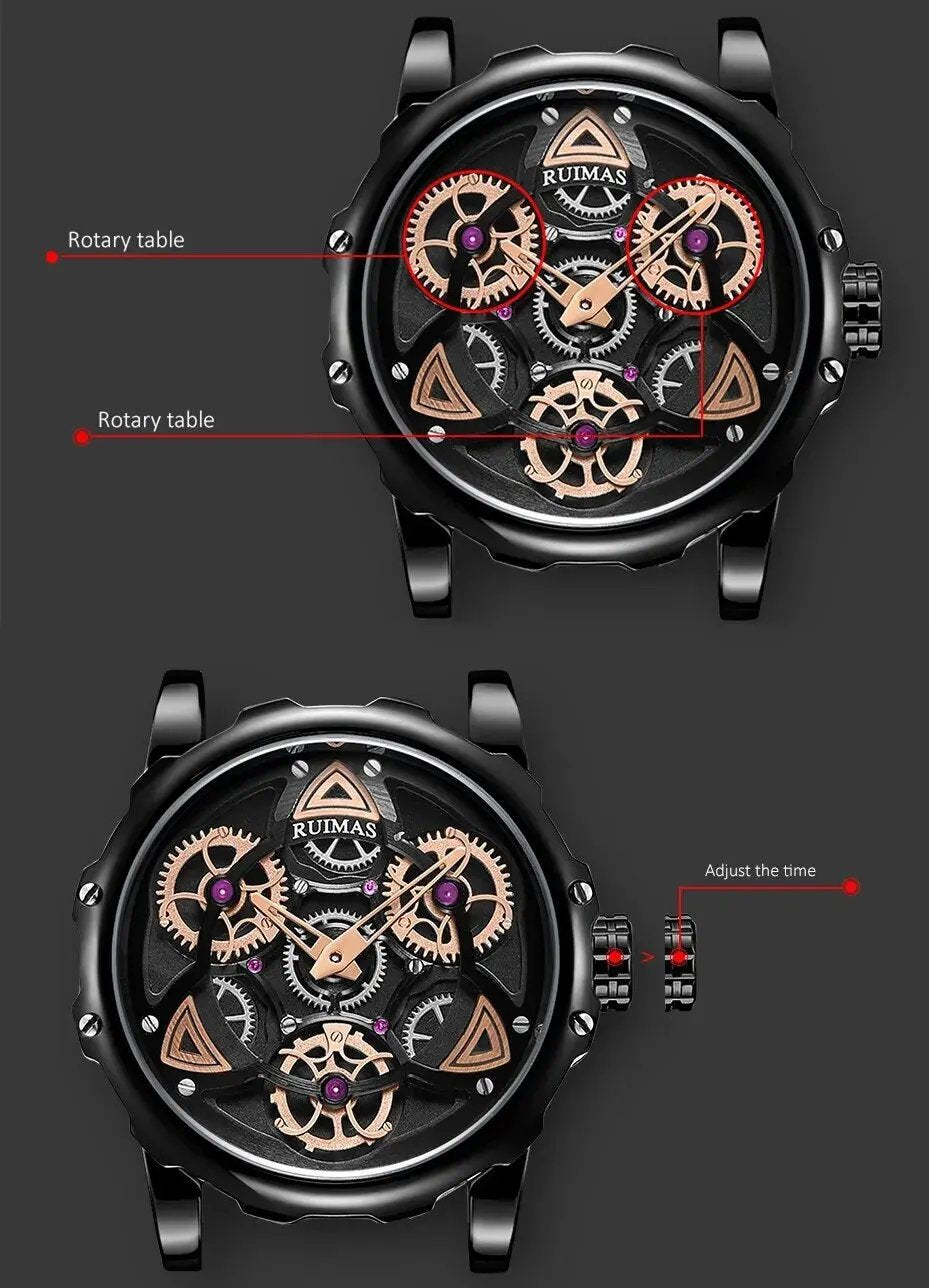 RUIMAS Relogio Masculino Fashion Leather Strap Big Dial Sports Quartz Watches for Men 3ATM Waterproof Casual WristWatch Clock 526 by MEGIR WATCH GROUP
