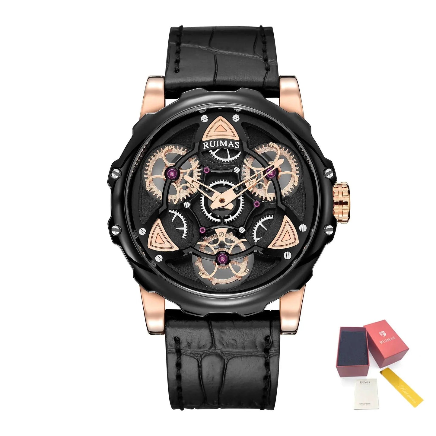 RUIMAS Relogio Masculino Fashion Leather Strap Big Dial Sports Quartz Watches for Men 3ATM Waterproof Casual WristWatch Clock 526 by MEGIR WATCH GROUP