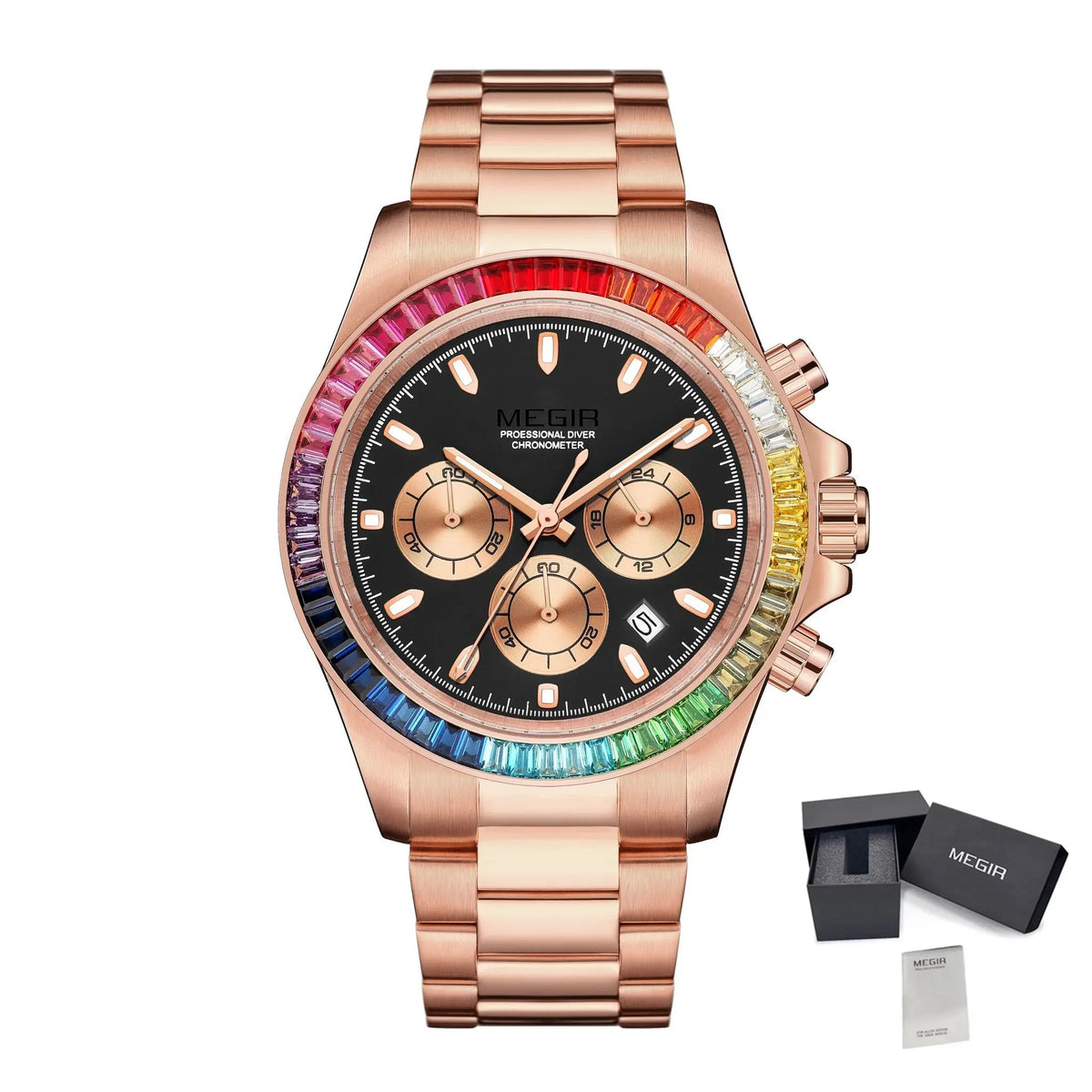 MEGIR Mens Watches Top Brand Luxury Business Wristwatches Stainless Steel Waterproof Date Quartz Chronograph Reloj Hombre 8410 by MEGIR WATCH GROUP