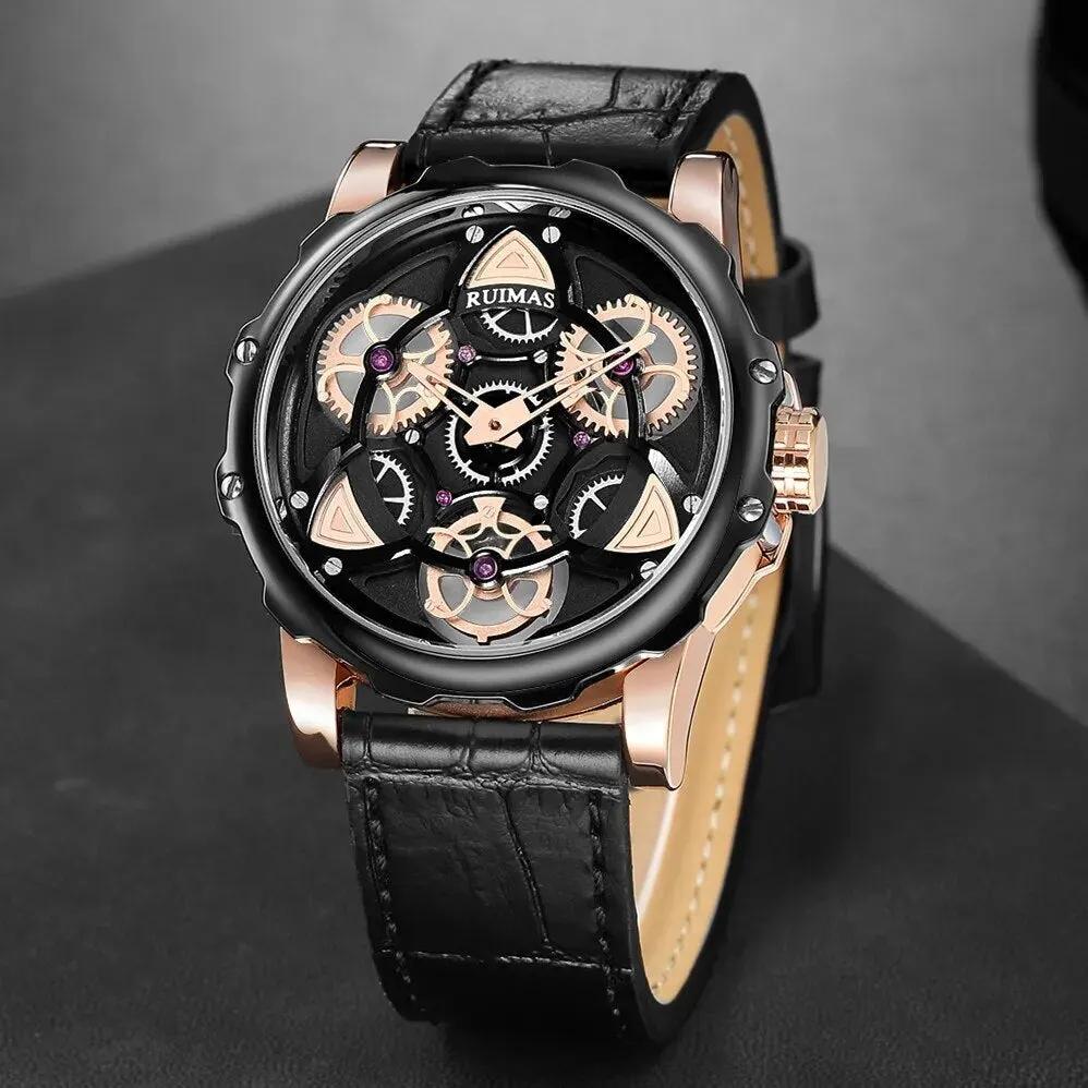 RUIMAS Relogio Masculino Fashion Leather Strap Big Dial Sports Quartz Watches for Men 3ATM Waterproof Casual WristWatch Clock 526 by MEGIR WATCH GROUP