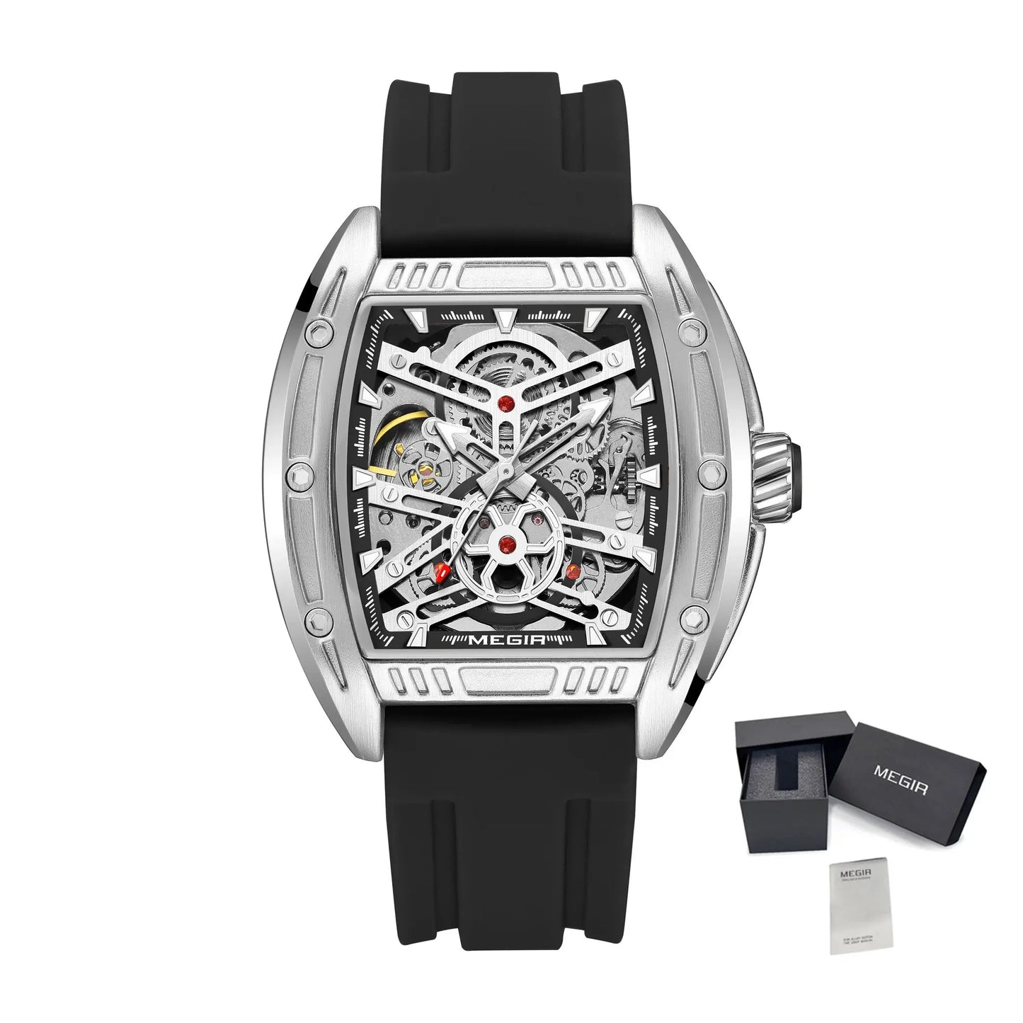 MEGIR Original Luxury Sport Watch for Men Silicone Band Automatic Mechanical Movement WristWatches Luminous Clock Reloj Hombre 8601 by MEGIR WATCH GROUP