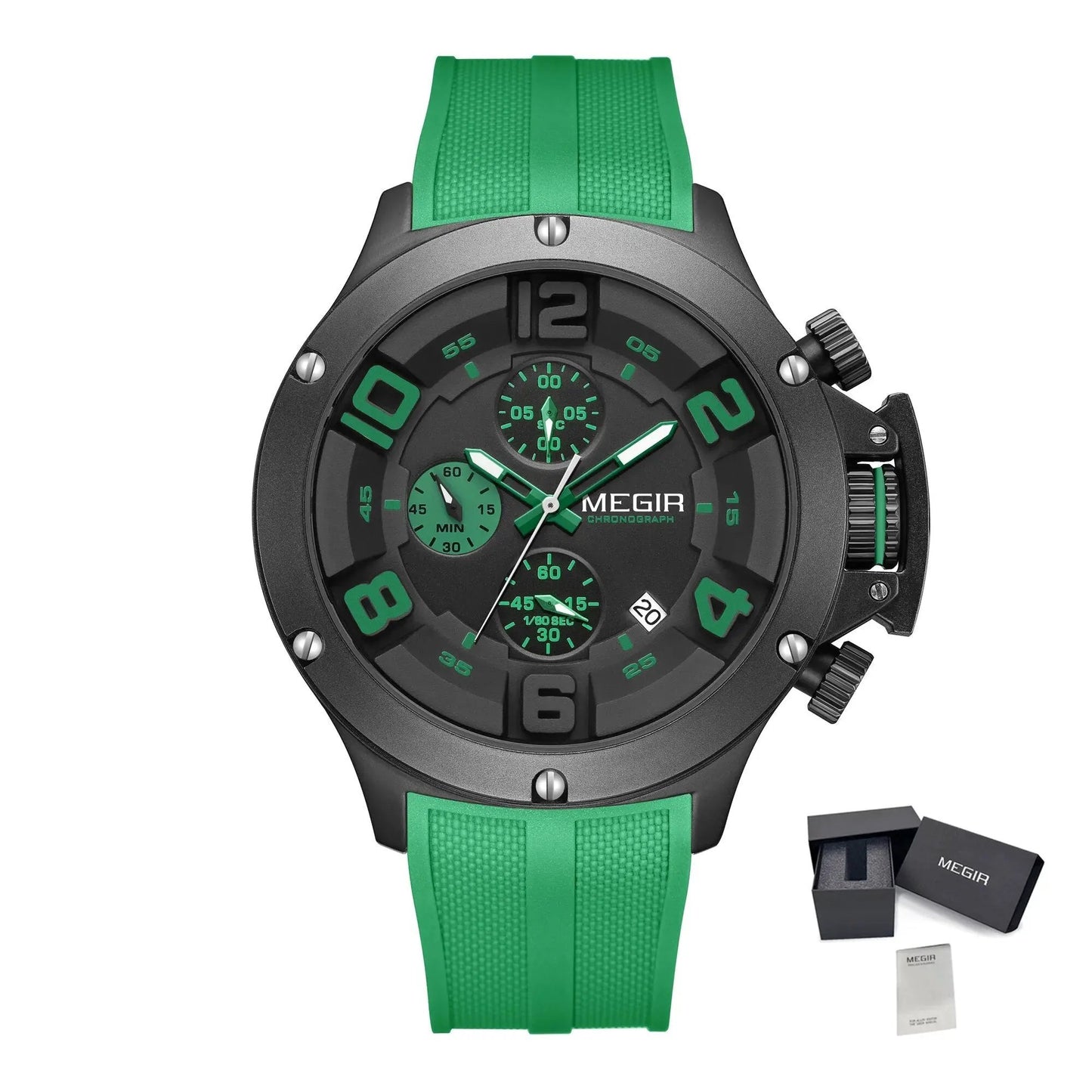 MEGIR Relogio Masculino Luxury Quartz Watch for Men Yellow Silicone Strap Military Sport WristWatch Chronograph with Auto Date 8115 by MEGIR WATCH GROUP