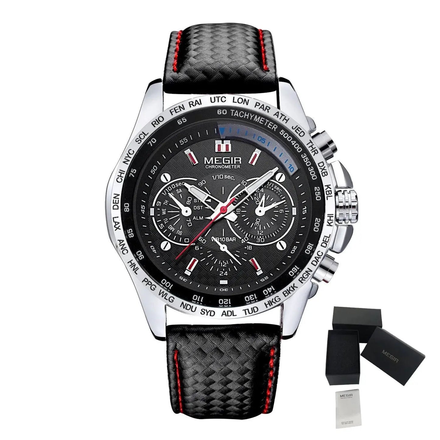 MEGIR Fashion Watches for Men Multifunction Sports Wristwatch Waterproof Quartz Watch Clock Leather Strap Relogio Masculino 1010 by MEGIR WATCH GROUP