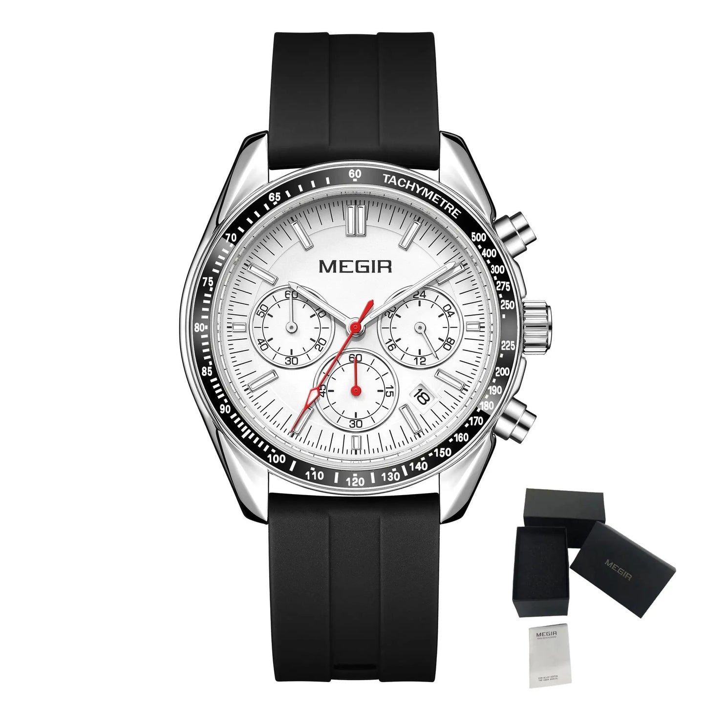 MEGIR Analog Quartz Wrist Watch Chronograph Luminous Business Sport Watches with Silicone Strap Calendar Man Clock Reloj Hombre 8105 by MEGIR WATCH GROUP