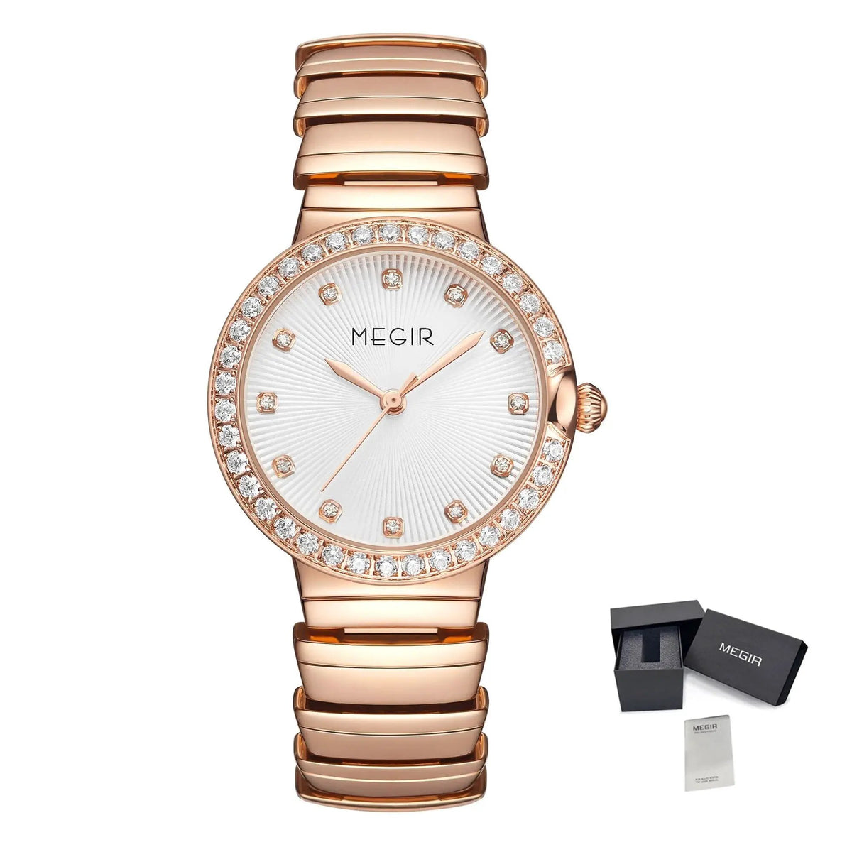 MEGIR Luxury Stainless Steel Strap Watches for Women Fashion Casual Quartz WristWatch Ladies Big Dial Dress Clock Reloj Hombre 7010 by MEGIR WATCH GROUP