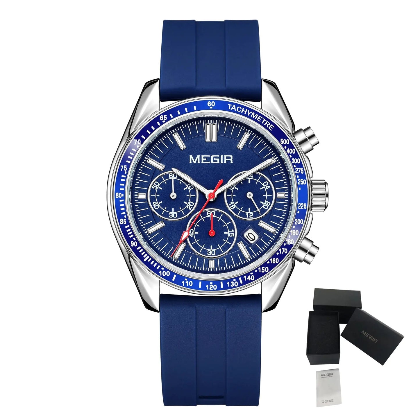 MEGIR Analog Quartz Wrist Watch Chronograph Luminous Business Sport Watches with Silicone Strap Calendar Man Clock Reloj Hombre 8105 by MEGIR WATCH GROUP
