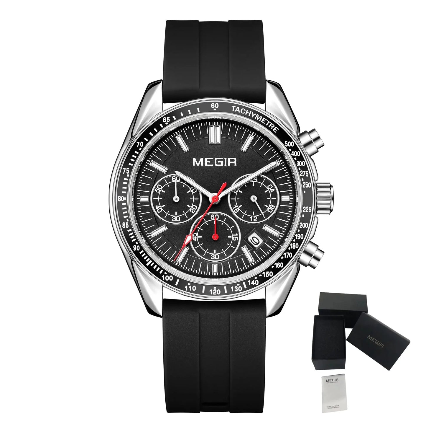 MEGIR Analog Quartz Wrist Watch Chronograph Luminous Business Sport Watches with Silicone Strap Calendar Man Clock Reloj Hombre 8105 by MEGIR WATCH GROUP
