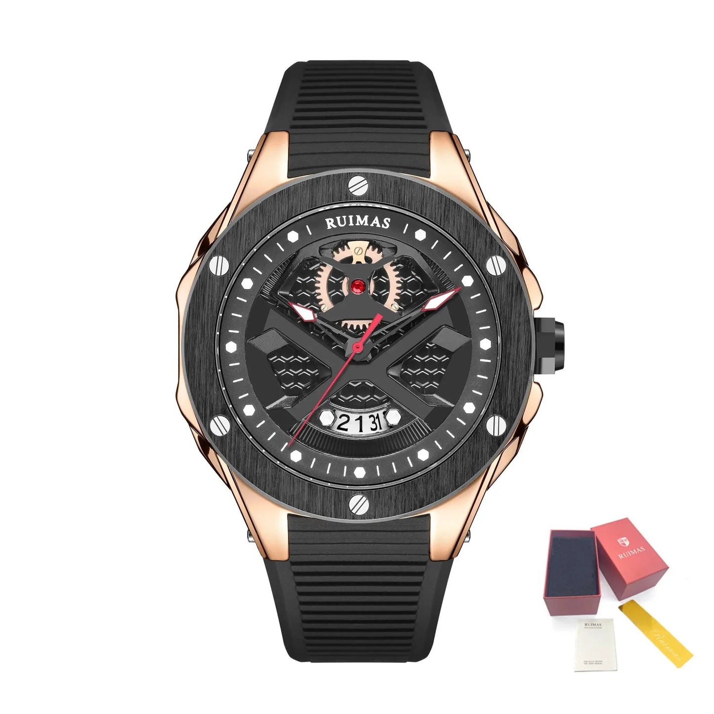 RUIMAS Brand Fashion Sport Watches for Men Quartz Silicone Band Wrist Watch Date Waterproof Wristwatches Clock Relogio Masculino 546 by MEGIR WATCH GROUP