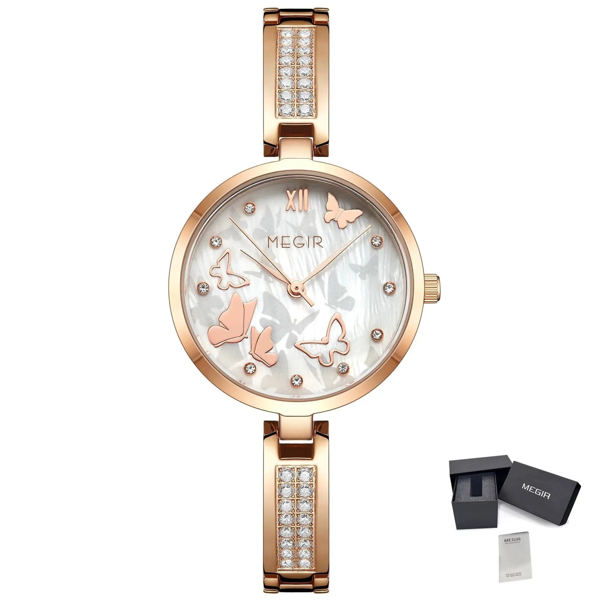 MEGIR Watch for Women Luxury Diamond Ladies Quartz Wristwatches Steel Women Bracelet Watches Female Dress Clock Relogio Feminino 7018 by MEGIR WATCH GROUP