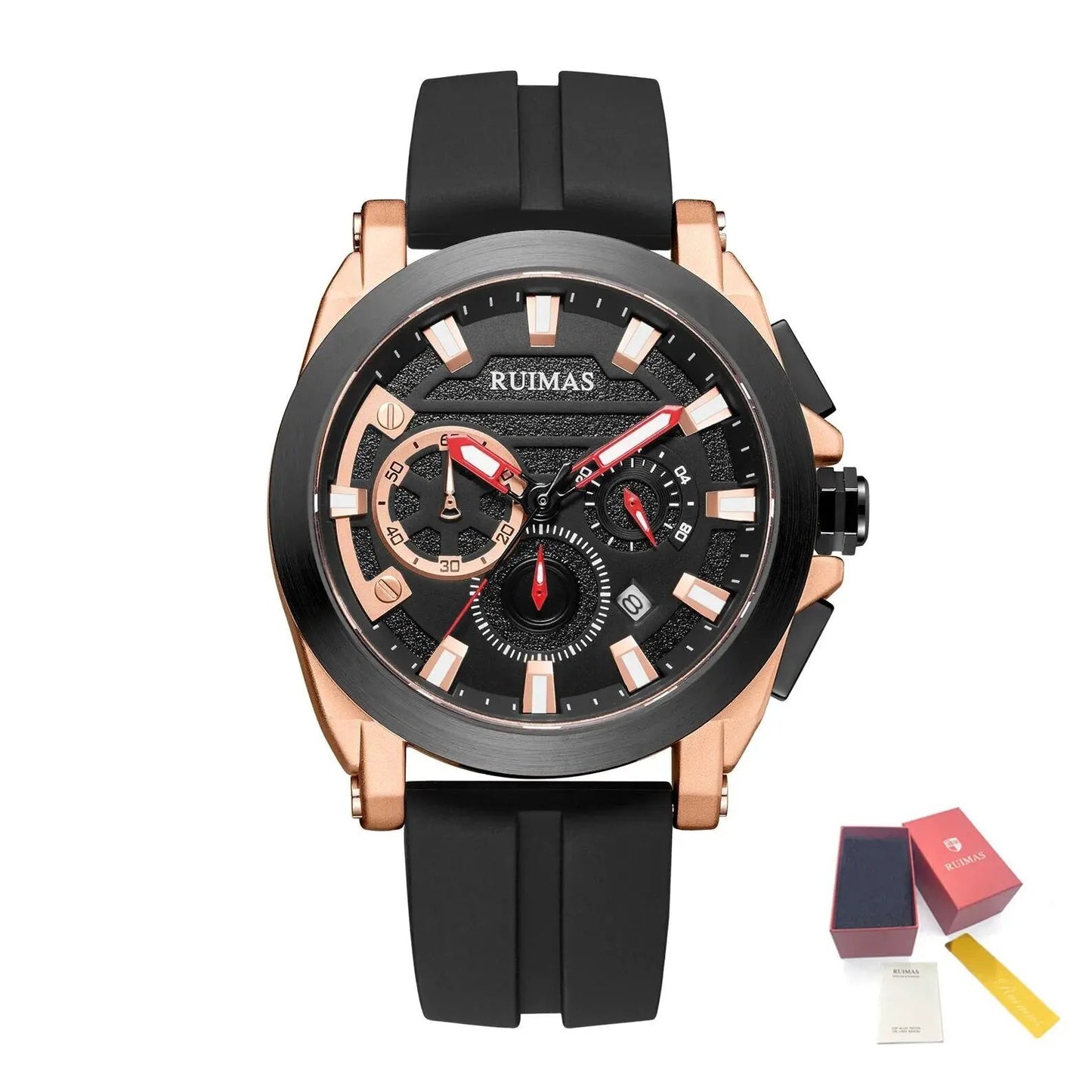 RUIMAS Relogio Masculino Luxury Silicone Band Large Dial Mens Sports Watch Waterproof Luminous Date WristWatch Quartz Clock 580 by MEGIR WATCH GROUP
