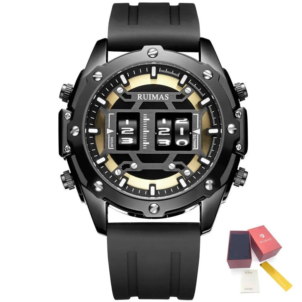 RUIMAS Mens Watches Roller Pointer Sports Quartz WristWatch Fashion Luxury Silicone Strap Waterproof Relogio Masculino 553 by MEGIR WATCH GROUP
