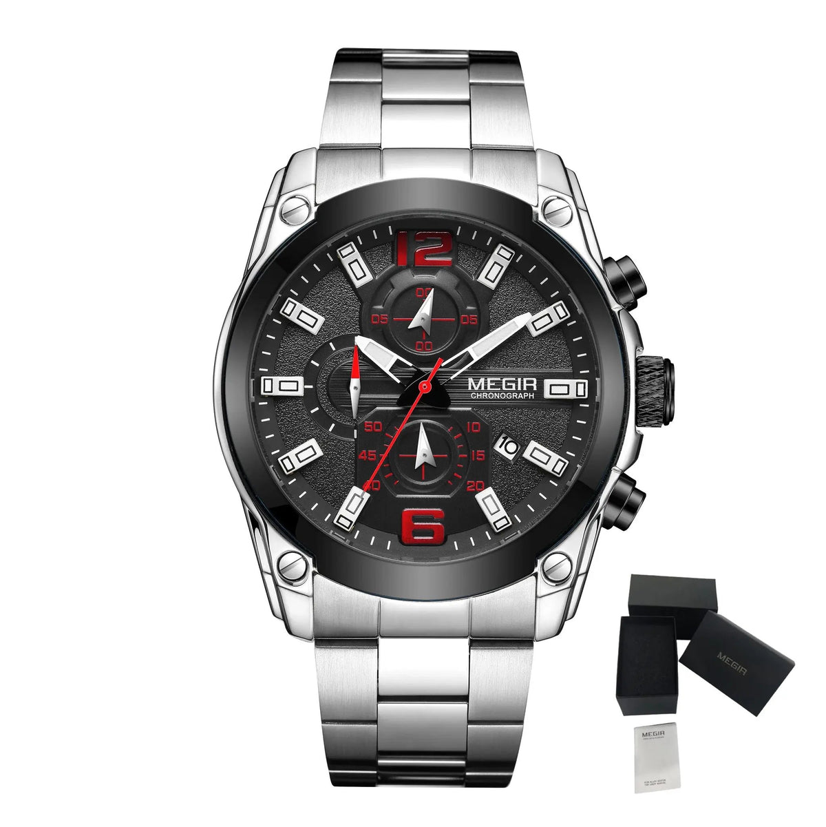 MEGIR Luxury Men Business Casual Wristwatch Chronograph Stainless Steel Waterproof Luminous Quartz Watch Clock Calendar Reloj Hombre 2063 by MEGIR WATCH GROUP