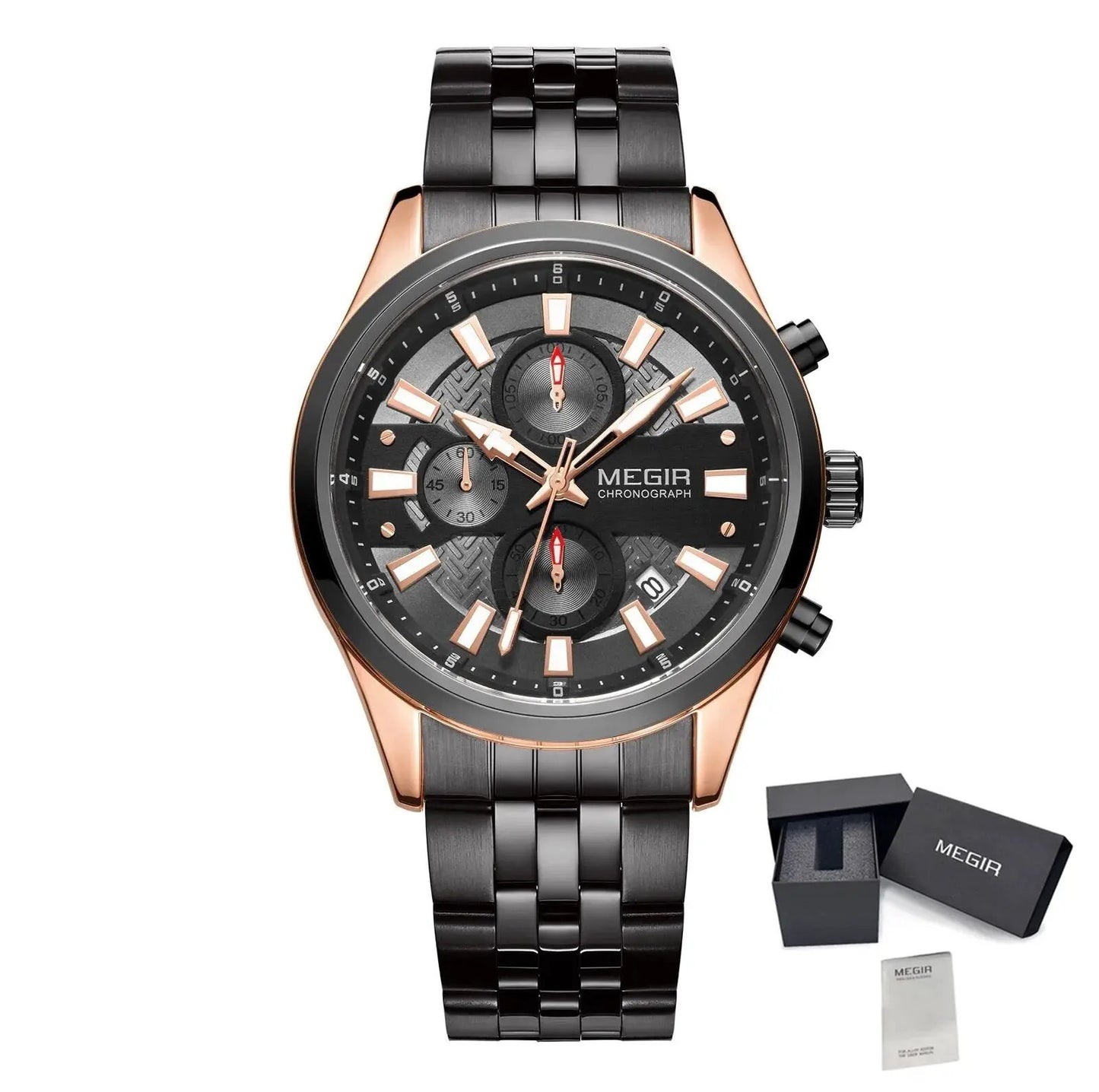 MEGIR Fashion Men Watches Luxury Business Wristwatch Stainless Steel Quartz Watch Calendar Luminous Man Clock Relogio Masculino 2154 by MEGIR WATCH GROUP