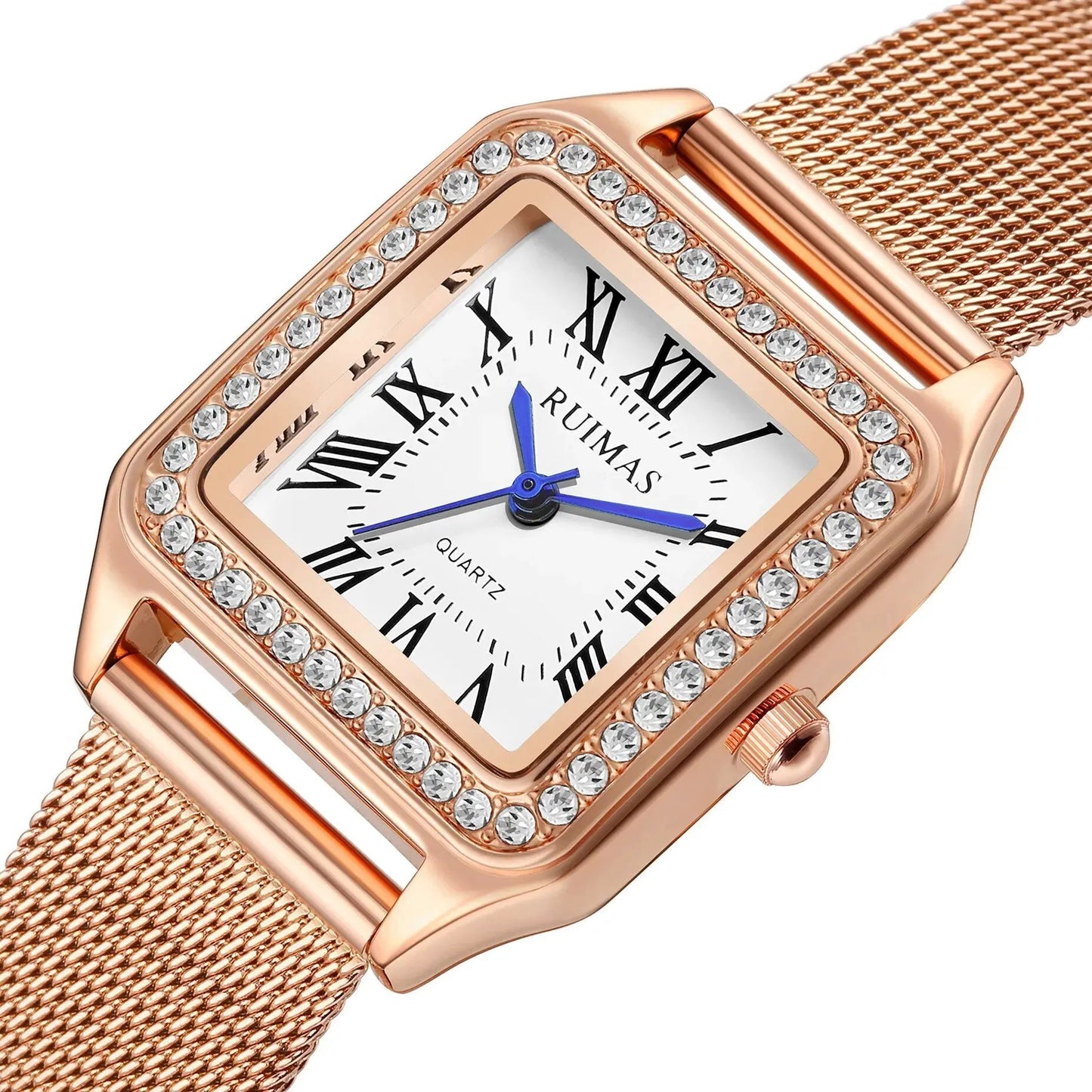 RUIMAS Fashion Stainless Steel Mesh Women Bracelet Watches Luxury Square Ladies Quartz Casual Wristwatches Female Dress Clock 336 by MEGIR WATCH GROUP