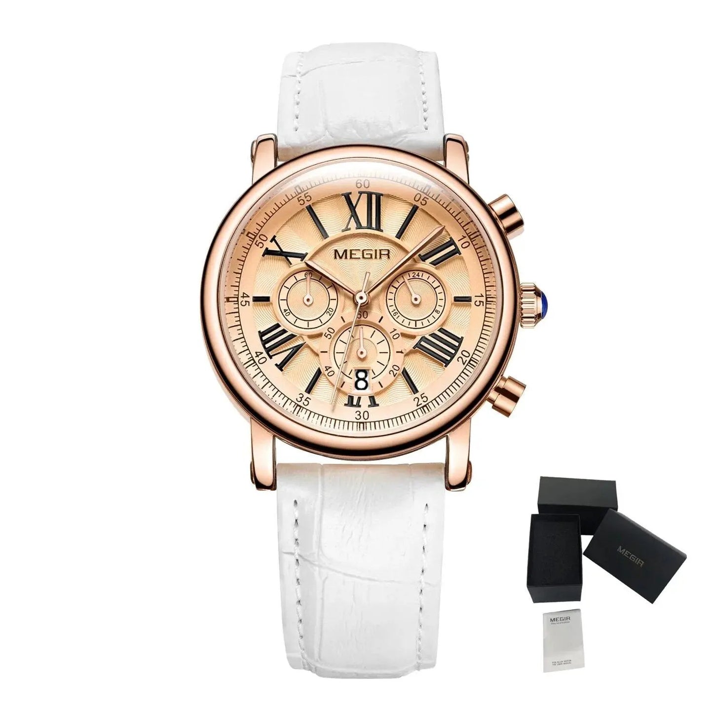 MEGIR Top Brand Quartz Watches for Women Leather Strap Ladies Casual Sport Wristwatch Chronograph Luxury Waterproof Female Clock 2058 by MEGIR WATCH GROUP