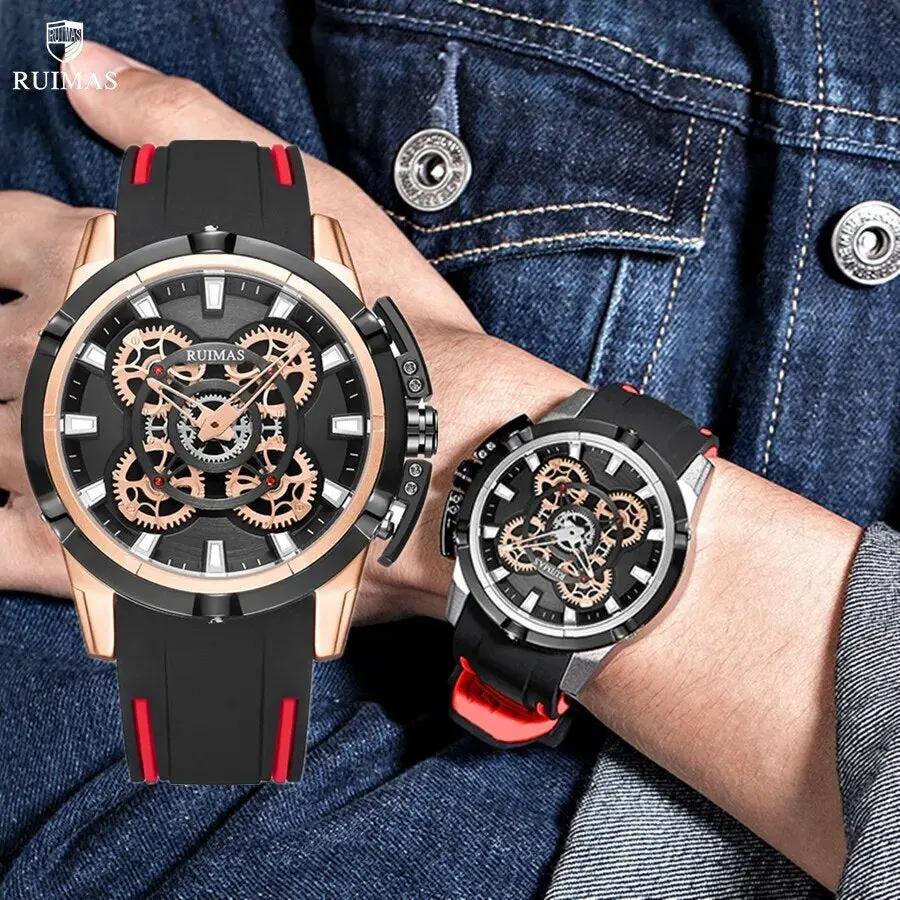 RUIMAS Top Brand Mens Watches Luxury Silicone Large Dial Sports Quartz Wristwatch Waterproof Date Clock Casual Relogio Masculino 547 by MEGIR WATCH GROUP