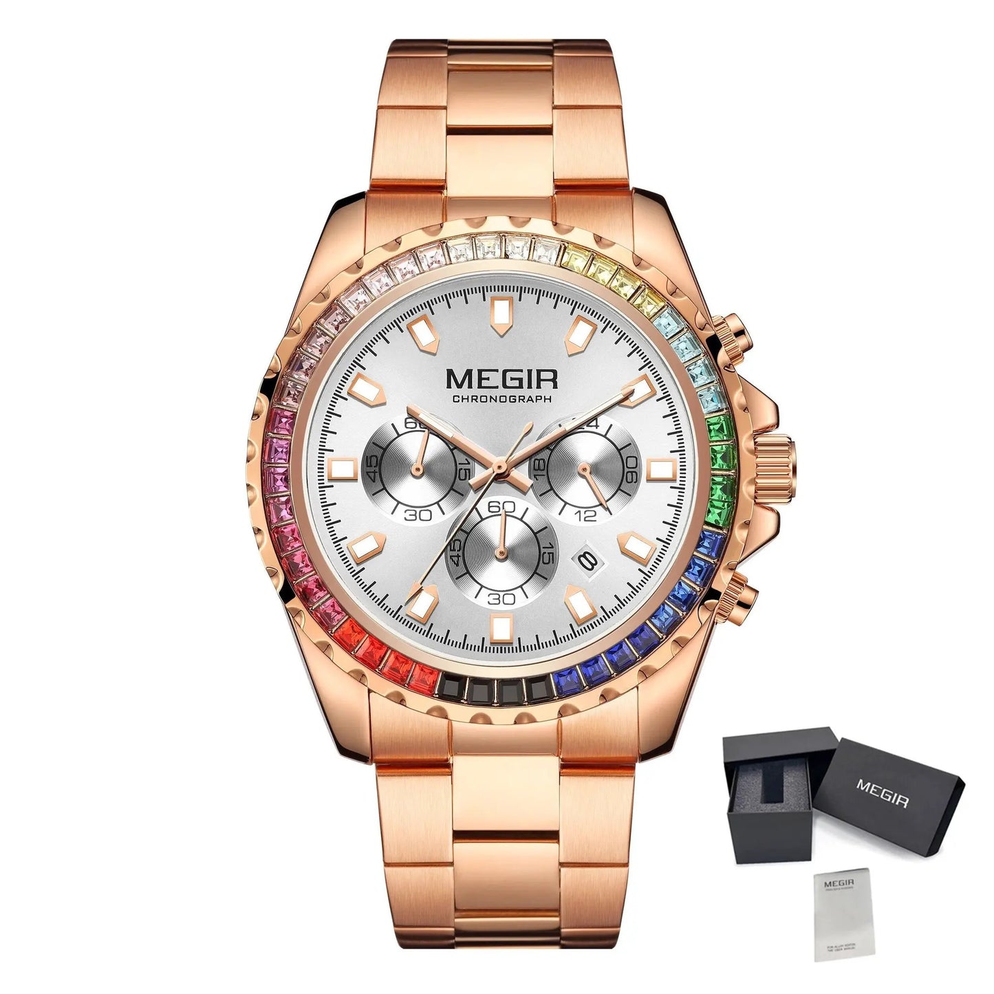 MEGIR Men Watches Luxury Military Quartz Wristwatch Waterproof Stainless Steel Strap Business Watch Chronograph Date Clock Relogio Masculino 2227 by MEGIR WATCH GROUP