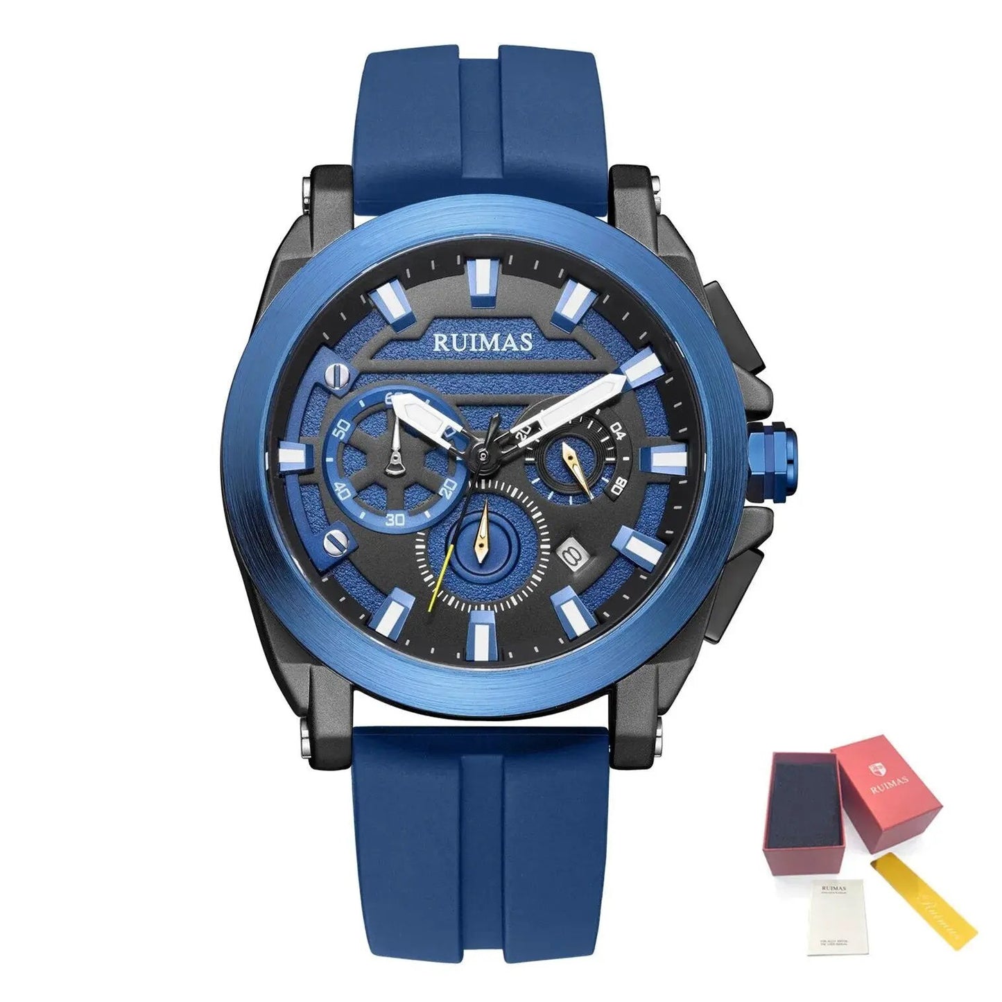 RUIMAS Relogio Masculino Luxury Silicone Band Large Dial Mens Sports Watch Waterproof Luminous Date WristWatch Quartz Clock 580 by MEGIR WATCH GROUP