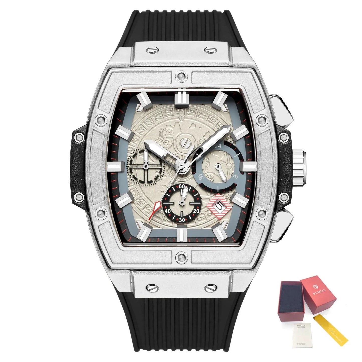 RUIMAS Watch for Men Fashion Luxury Sport Military Watches Silicone Strap Waterproof Quartz Casual Wristwatch Clock Montre Homme 333 by MEGIR WATCH GROUP