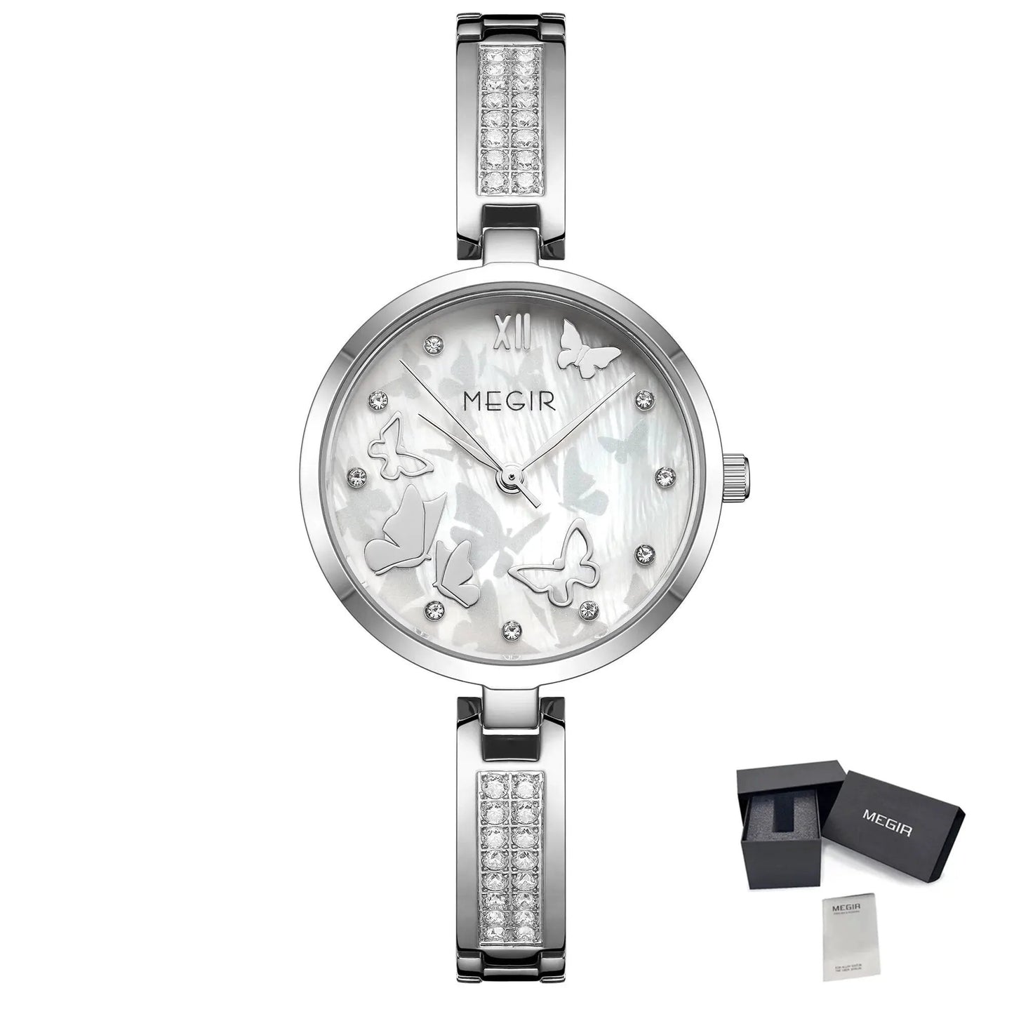 MEGIR Watch for Women Luxury Diamond Ladies Quartz Wristwatches Steel Women Bracelet Watches Female Dress Clock Relogio Feminino 7018 by MEGIR WATCH GROUP
