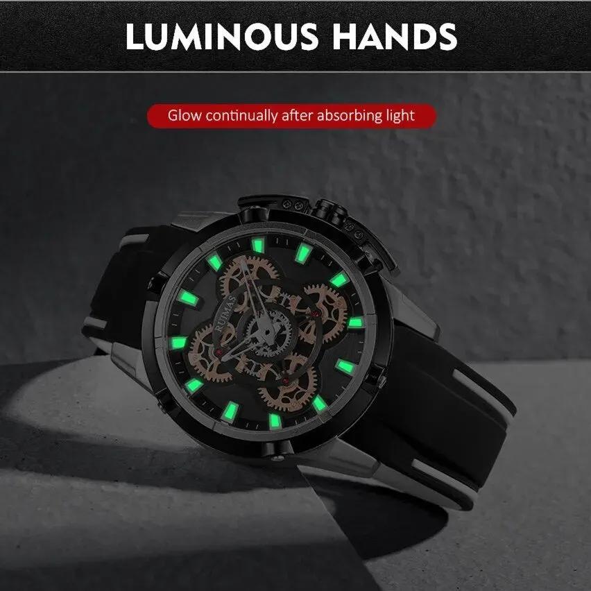 RUIMAS Top Brand Mens Watches Luxury Silicone Large Dial Sports Quartz Wristwatch Waterproof Date Clock Casual Relogio Masculino 547 by MEGIR WATCH GROUP