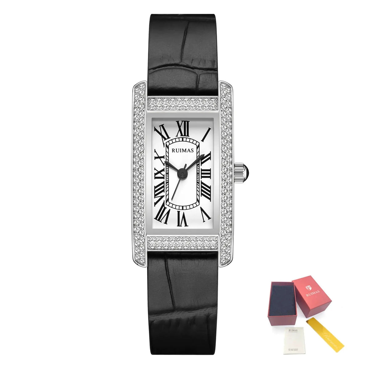 RUIMAS Brand Wrist Watches For Women Square Rose Gold WristWatch Fashion Luxury Leather Female Casual Ladies Quartz Watch Clock 335 by MEGIR WATCH GROUP