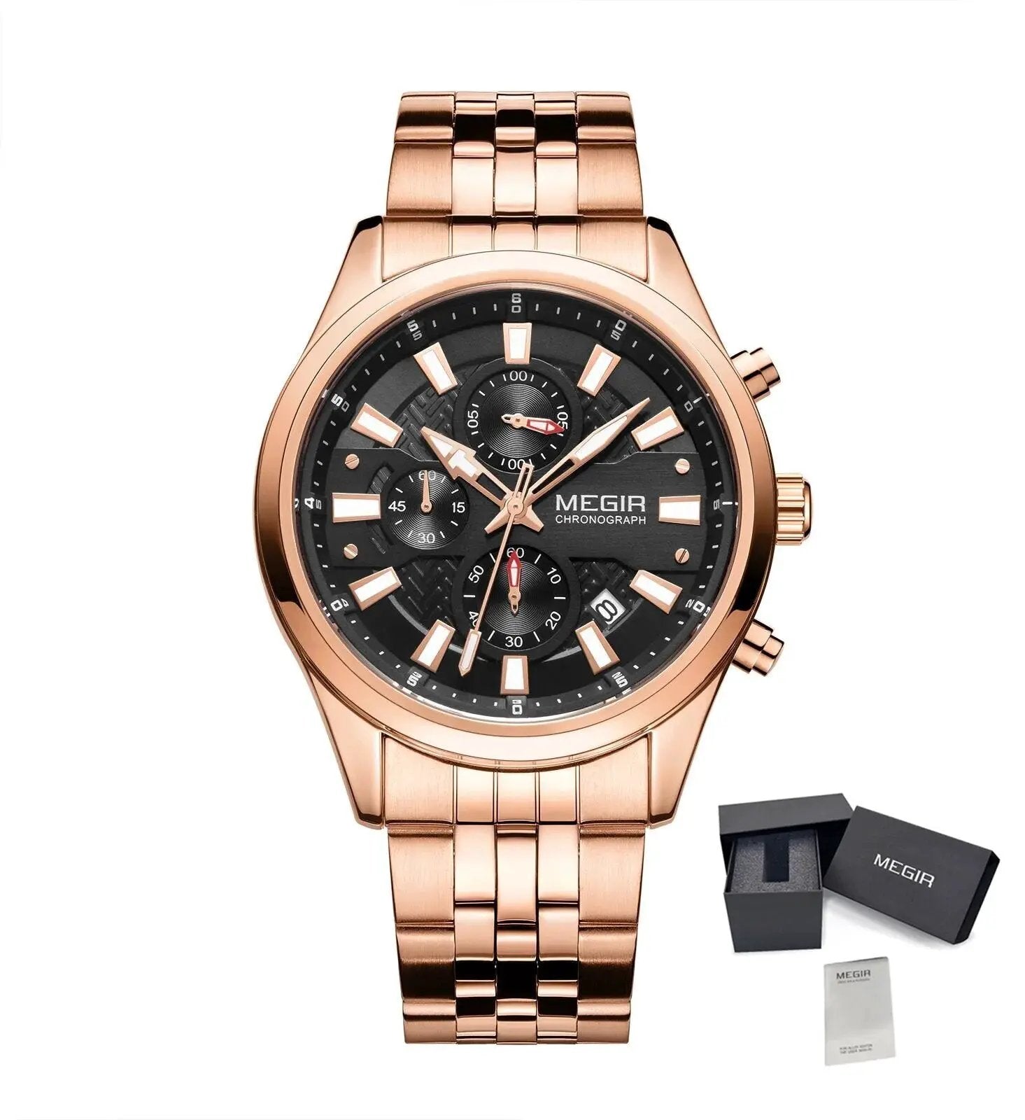 MEGIR Fashion Men Watches Luxury Business Wristwatch Stainless Steel Quartz Watch Calendar Luminous Man Clock Relogio Masculino 2154 by MEGIR WATCH GROUP