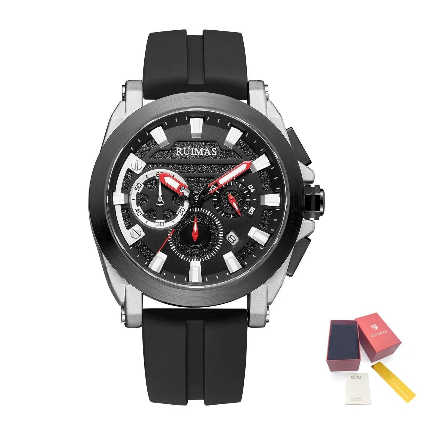 RUIMAS Relogio Masculino Luxury Silicone Band Large Dial Mens Sports Watch Waterproof Luminous Date WristWatch Quartz Clock 580 by MEGIR WATCH GROUP