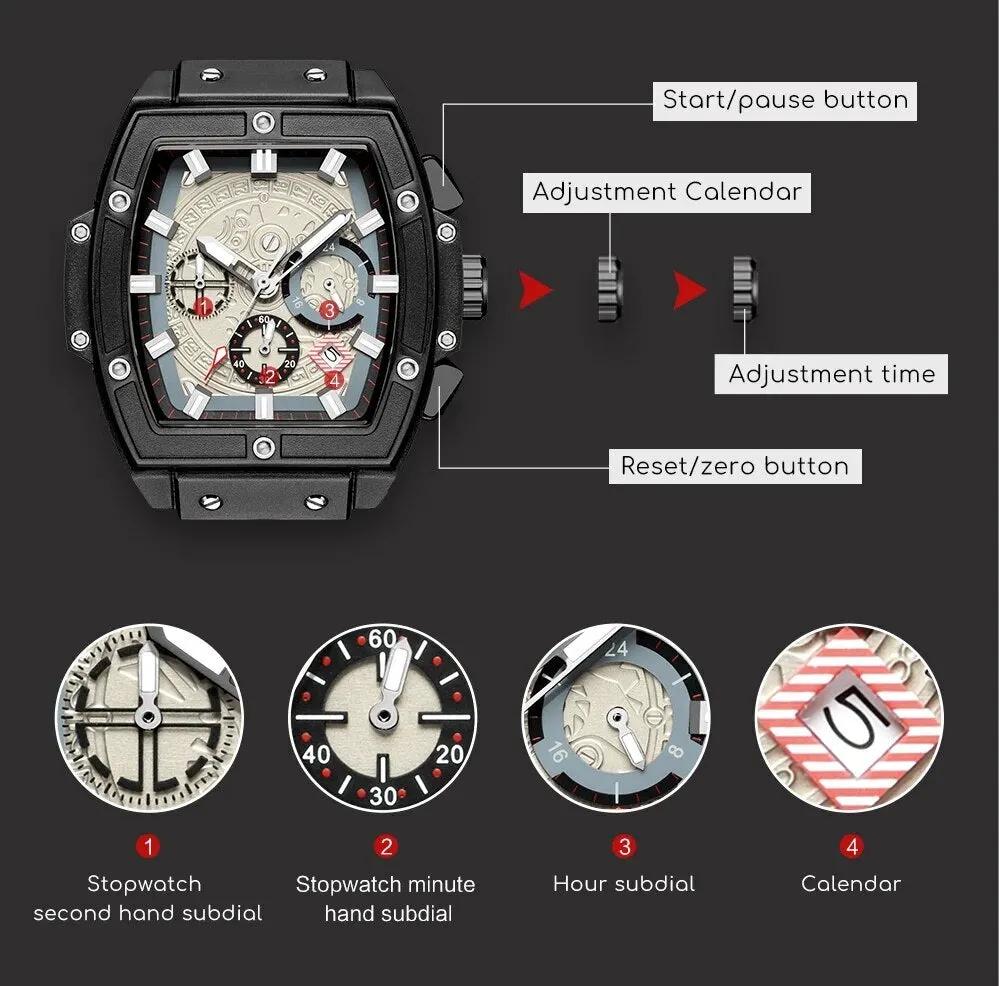 RUIMAS Watch for Men Fashion Luxury Sport Military Watches Silicone Strap Waterproof Quartz Casual Wristwatch Clock Montre Homme 333 by MEGIR WATCH GROUP