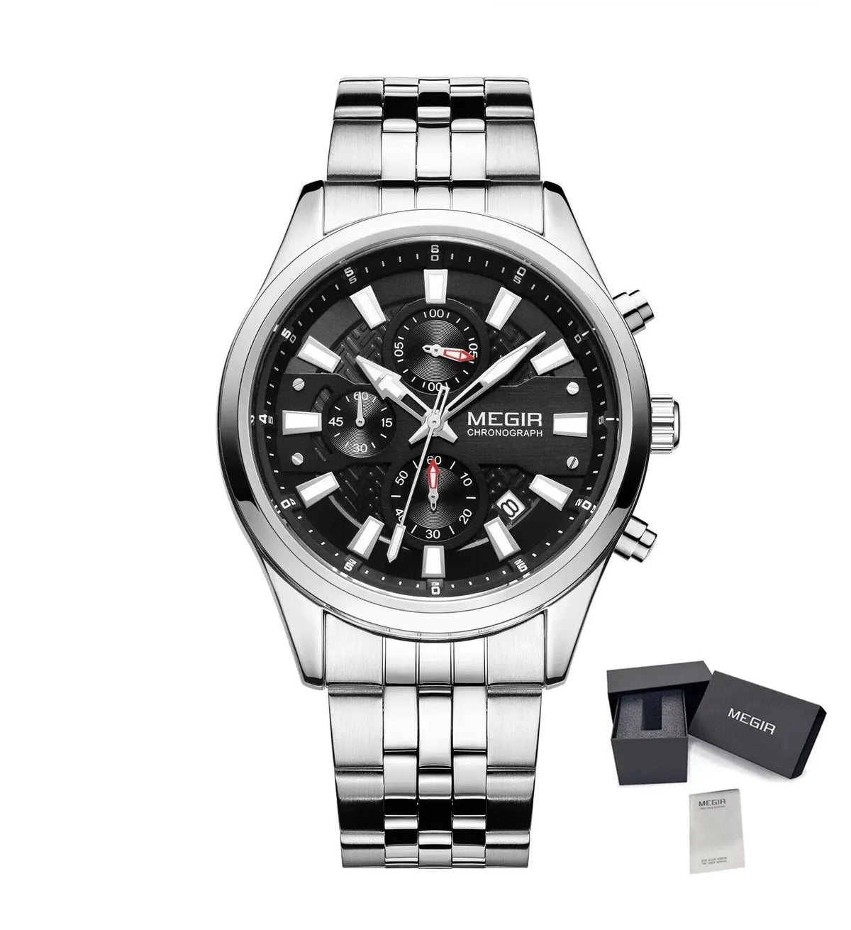 MEGIR Fashion Men Watches Luxury Business Wristwatch Stainless Steel Quartz Watch Calendar Luminous Man Clock Relogio Masculino 2154 by MEGIR WATCH GROUP