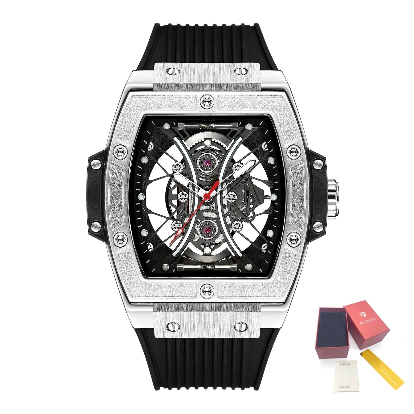 RUIMAS Quartz Sport Watches for Man Hollow Out Fashion Men Wristwatch 3ATM Waterproof Silicone Strap Clock Relogio Masculino 334 by MEGIR WATCH GROUP