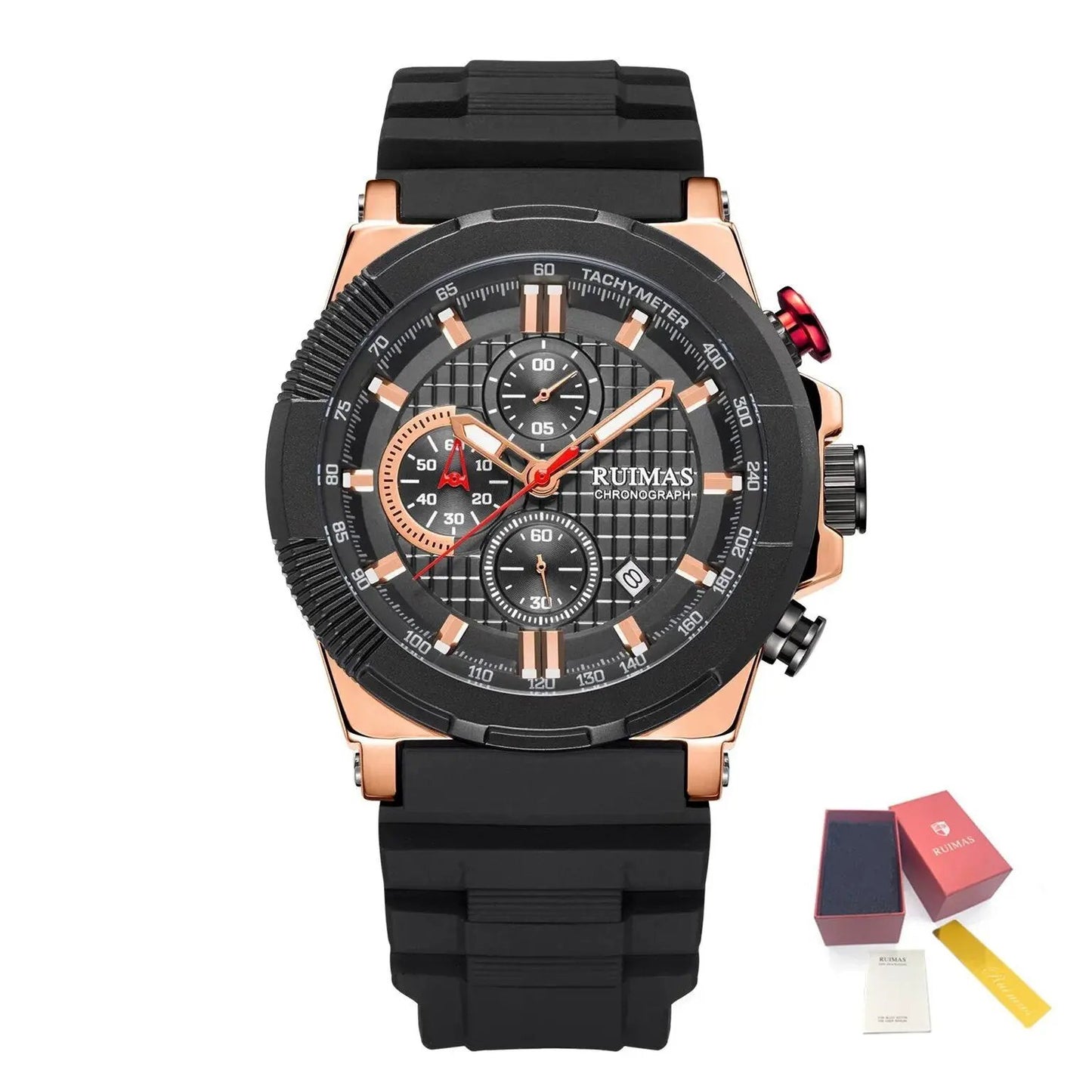 RUIMAS Relogio Masculino Luxury Mens Watches Silicone Strap Quartz Sports Wristwatch Luminous Hands Clock Chronograph Auto Date 583 by MEGIR WATCH GROUP