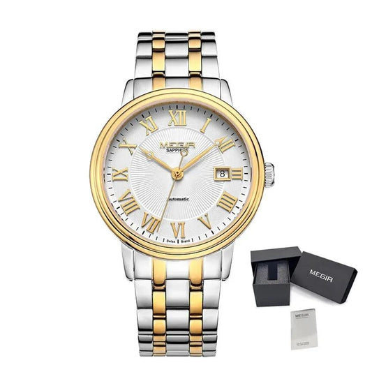 MEGIR Automatic Mechanical Watch Men Stainless Steel Watches Top Brand Luxury Business Wristwatch Male Clock Relogio Masculino 96001 by MEGIR WATCH GROUP