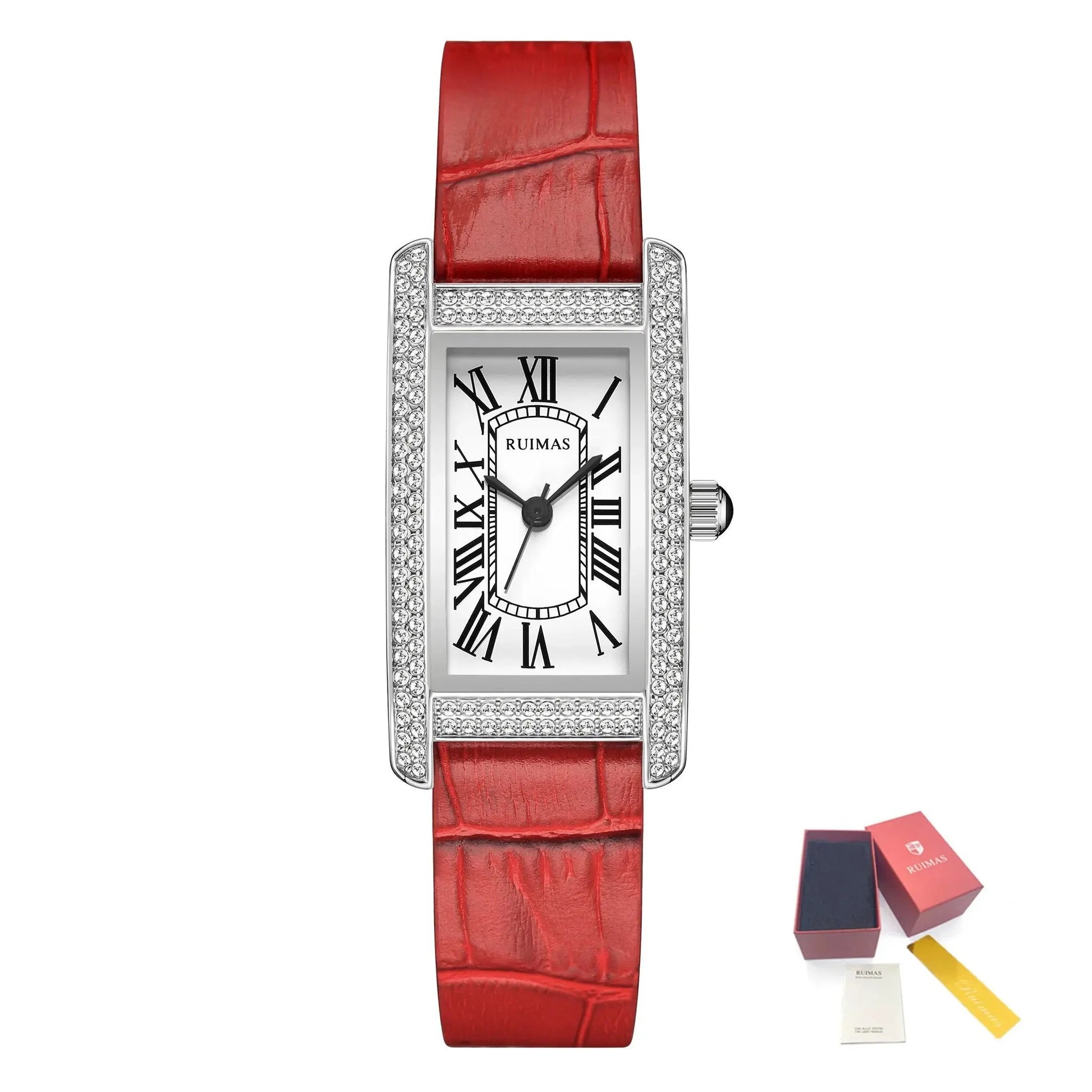 RUIMAS Brand Wrist Watches For Women Square Rose Gold WristWatch Fashion Luxury Leather Female Casual Ladies Quartz Watch Clock 335 by MEGIR WATCH GROUP