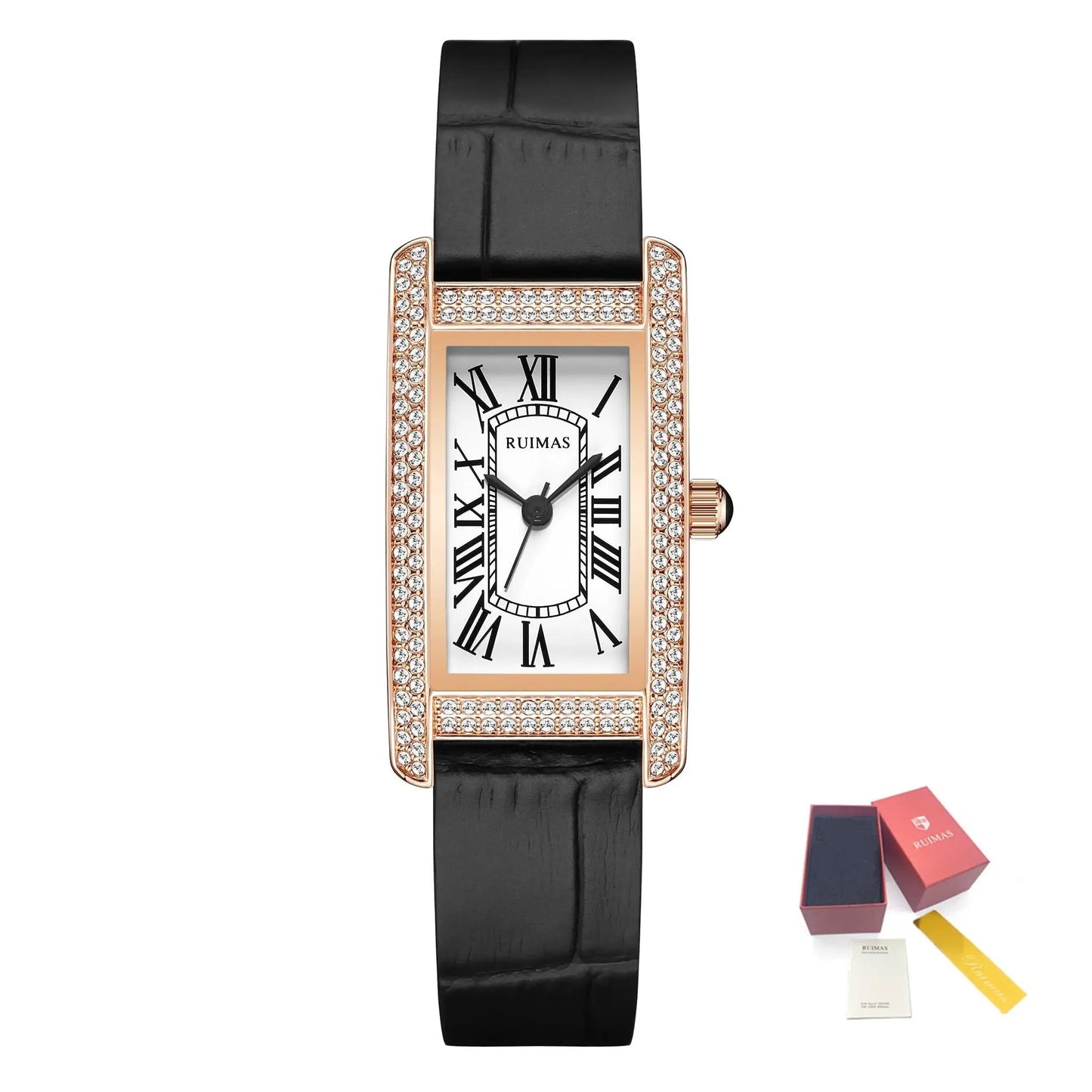 RUIMAS Brand Wrist Watches For Women Square Rose Gold WristWatch Fashion Luxury Leather Female Casual Ladies Quartz Watch Clock 335 by MEGIR WATCH GROUP